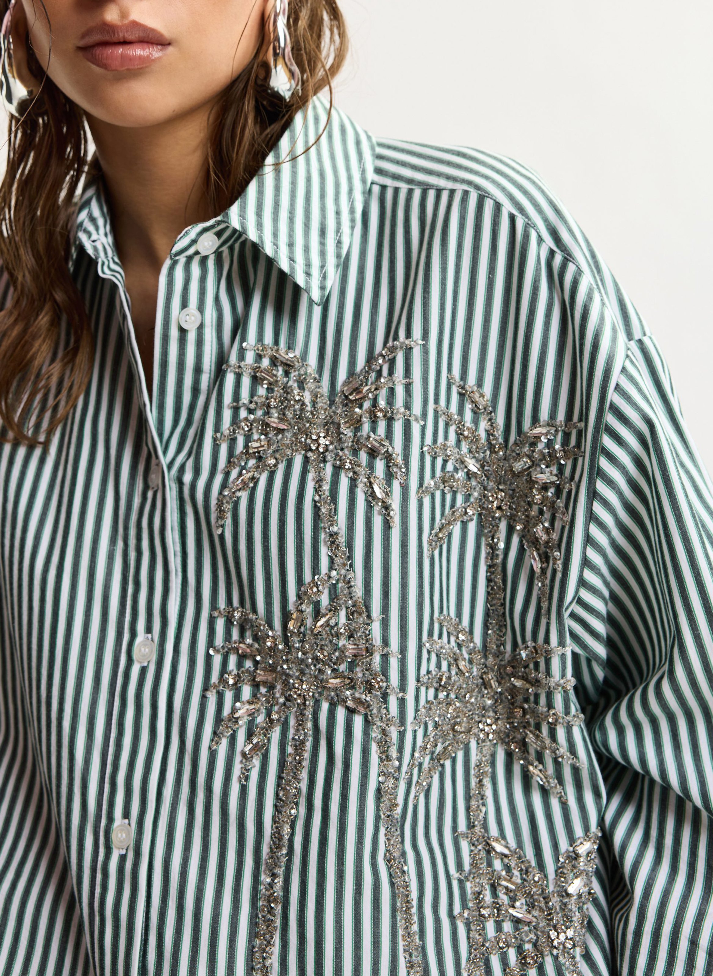 Chemise oversize col classique rayée kasper ESSENTIEL ANTWERP Blanc