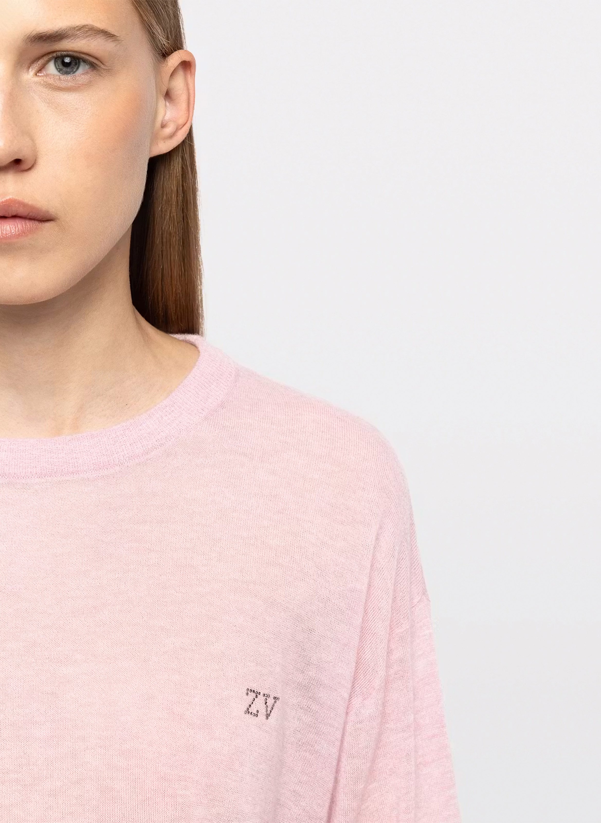 Pull oversize col rond en cachemire swapy ZADIG&VOLTAIRE Rose