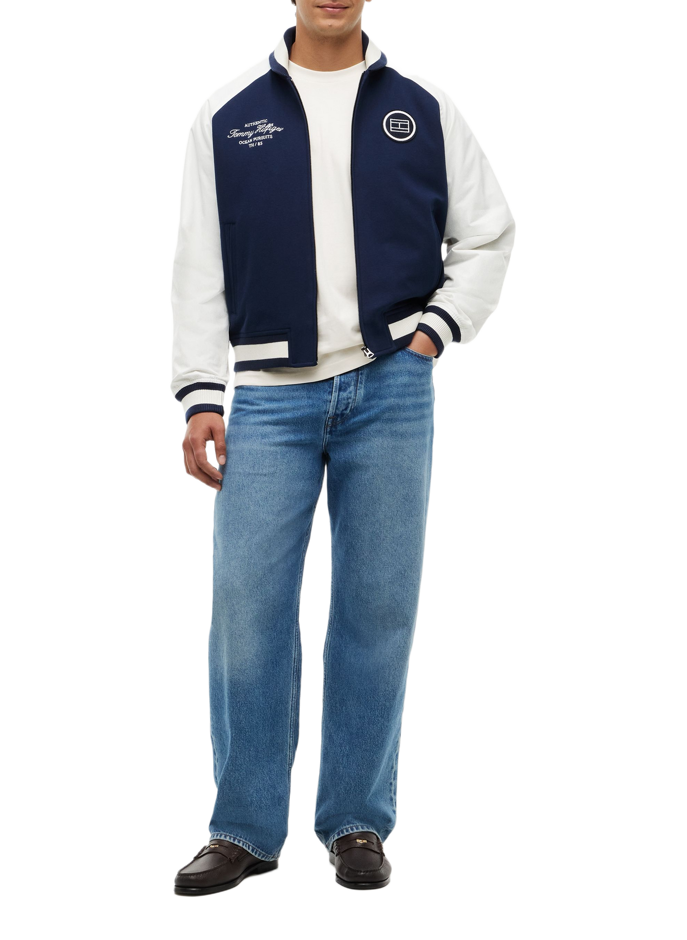 Mixed cotton varsity jacket TOMMY HILFIGER Blue