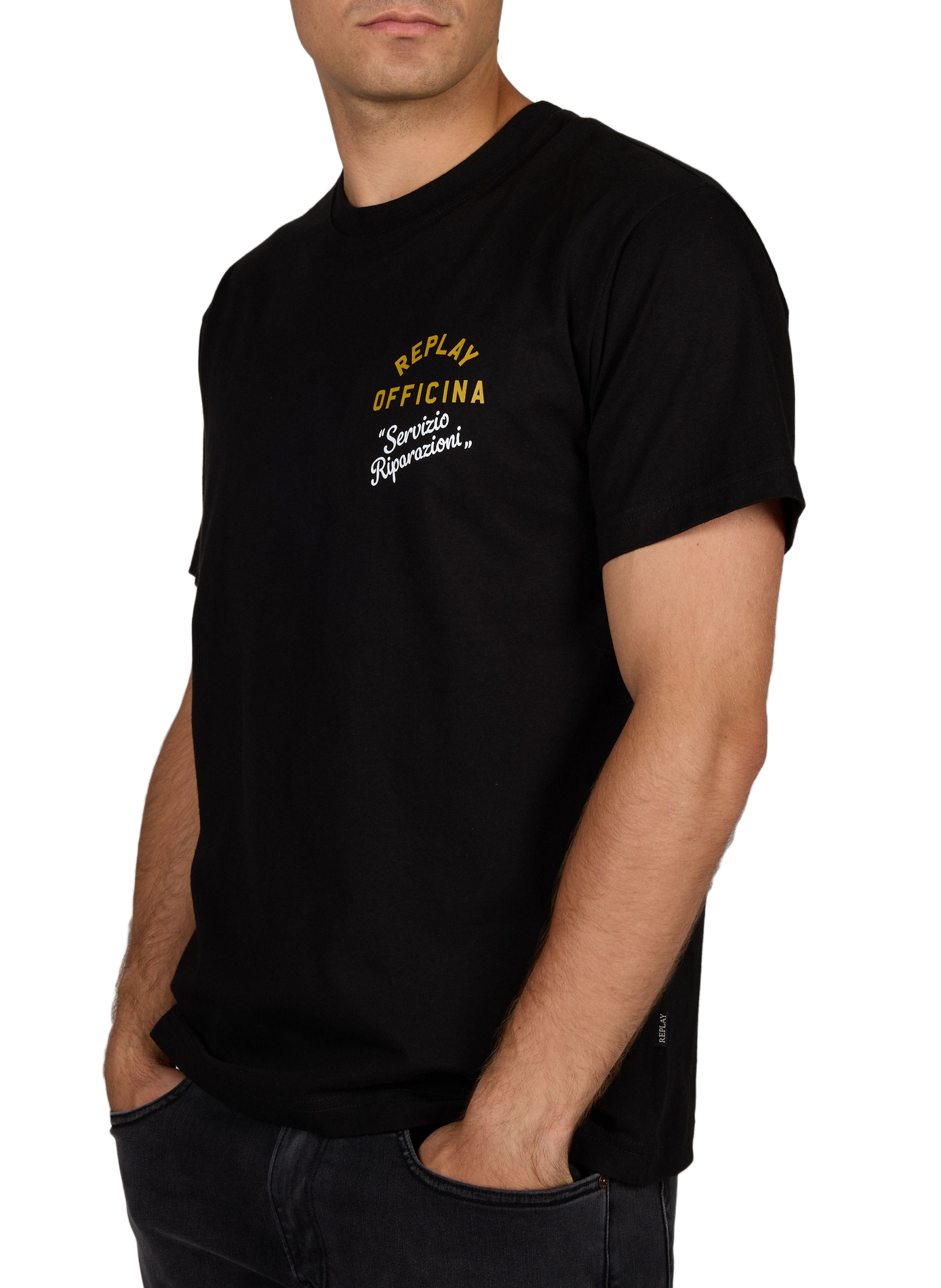 T-shirt with printed front and back in cotton REPLAY Black