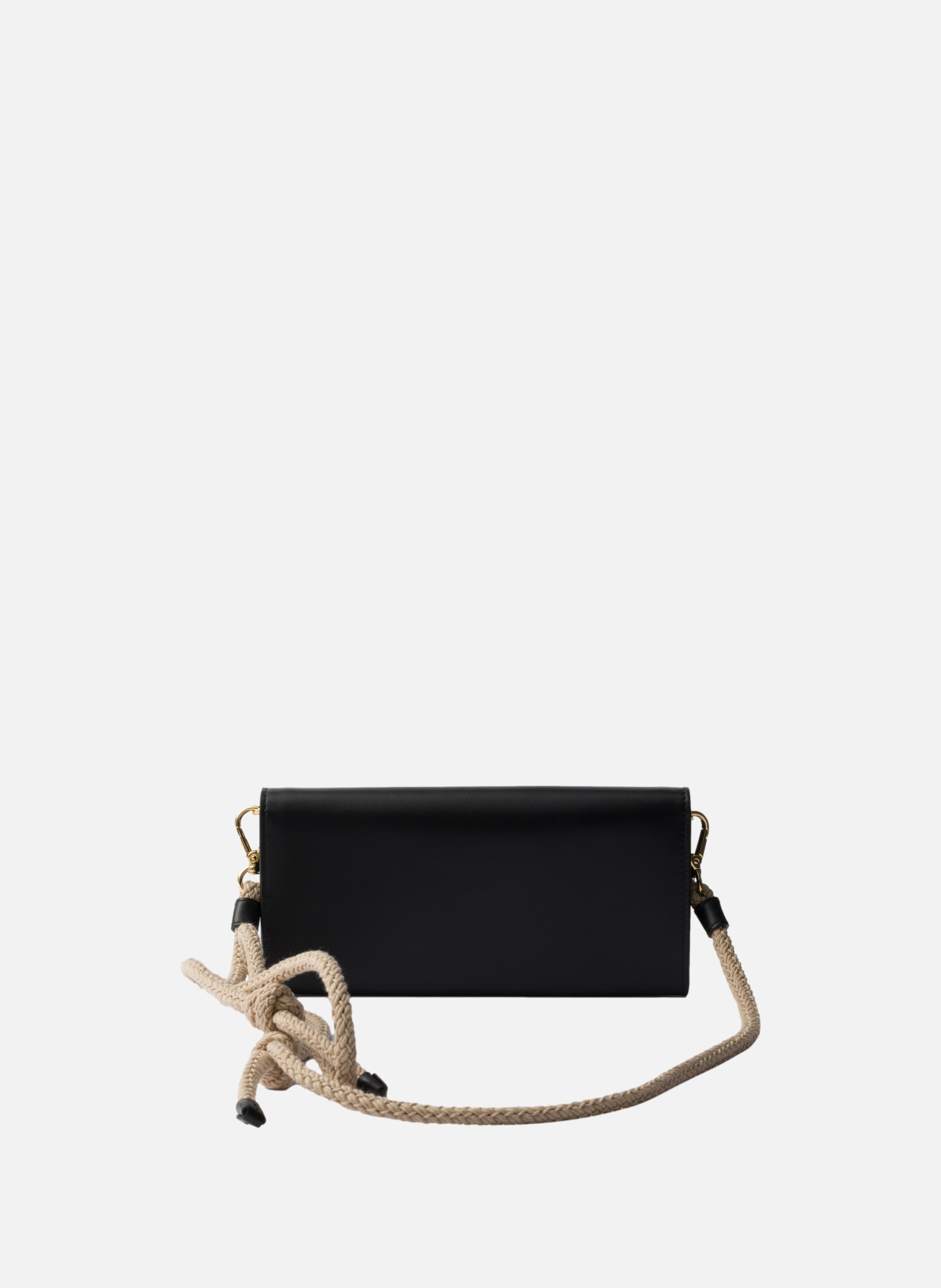 Porte-monnaie en cuir avec bandoulière PRADA Noir