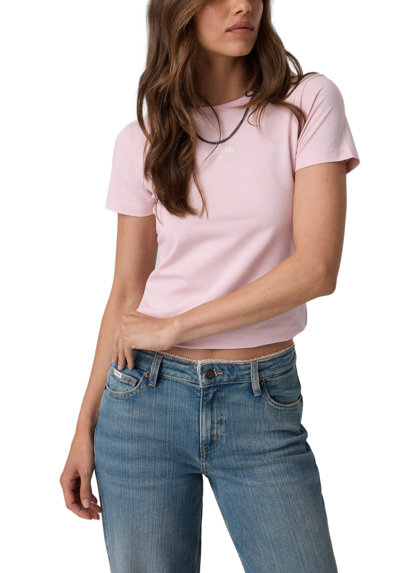Cotton-blend round-neck T-shirt GUESS White