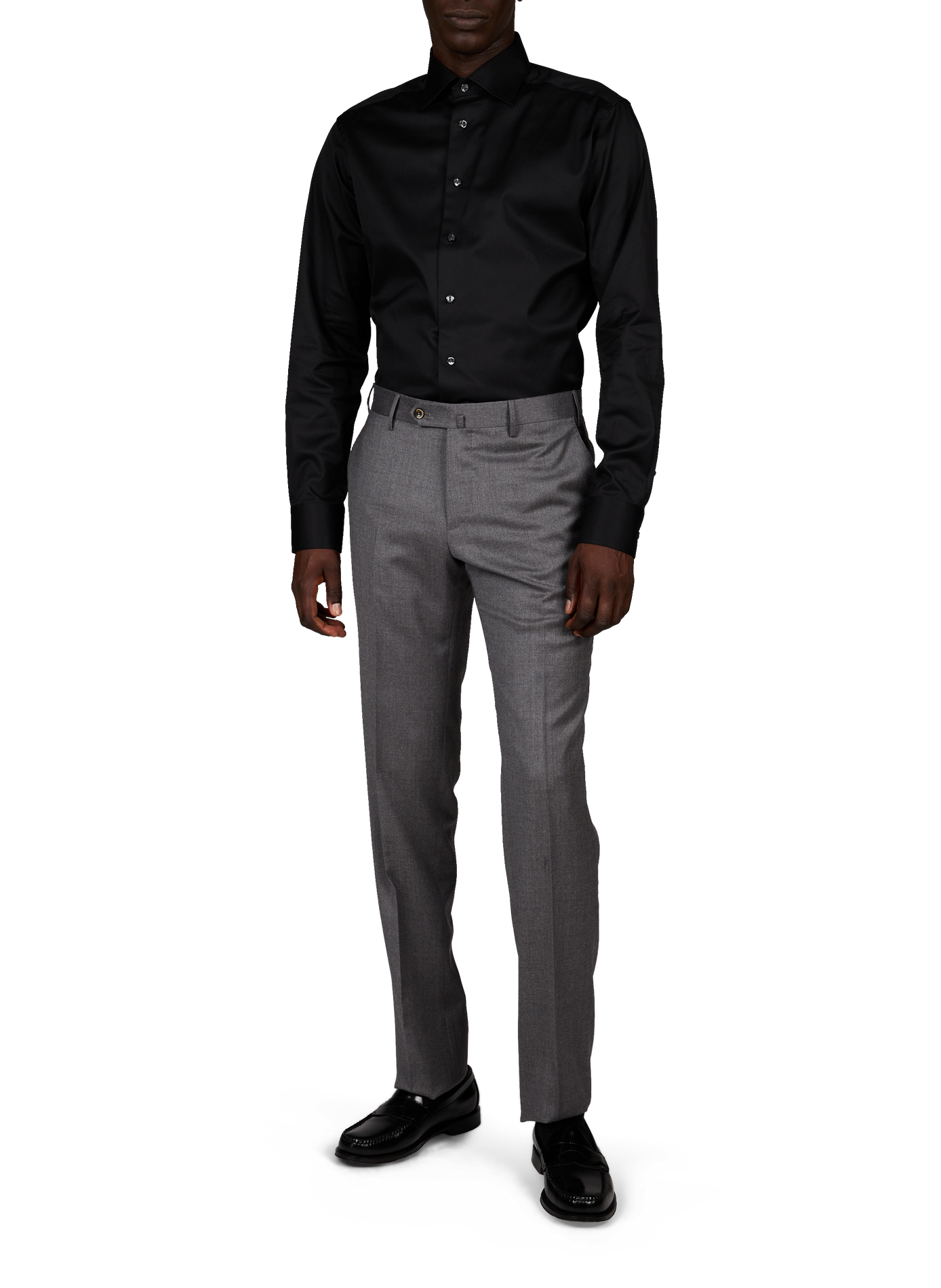 Chemise droite en coton ETON Noir
