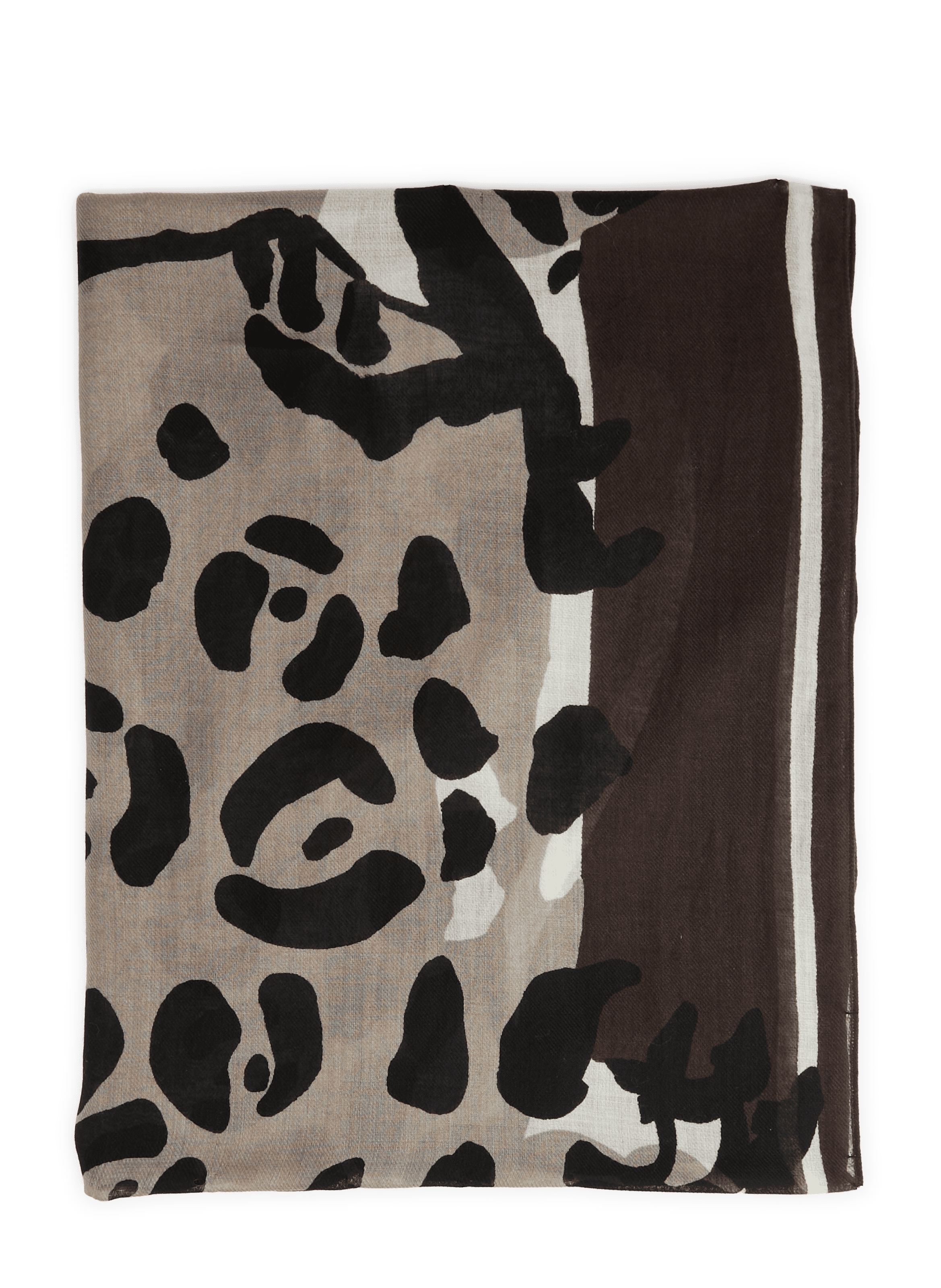 FELINO printed wool scarf INOUI EDITIONS Brown