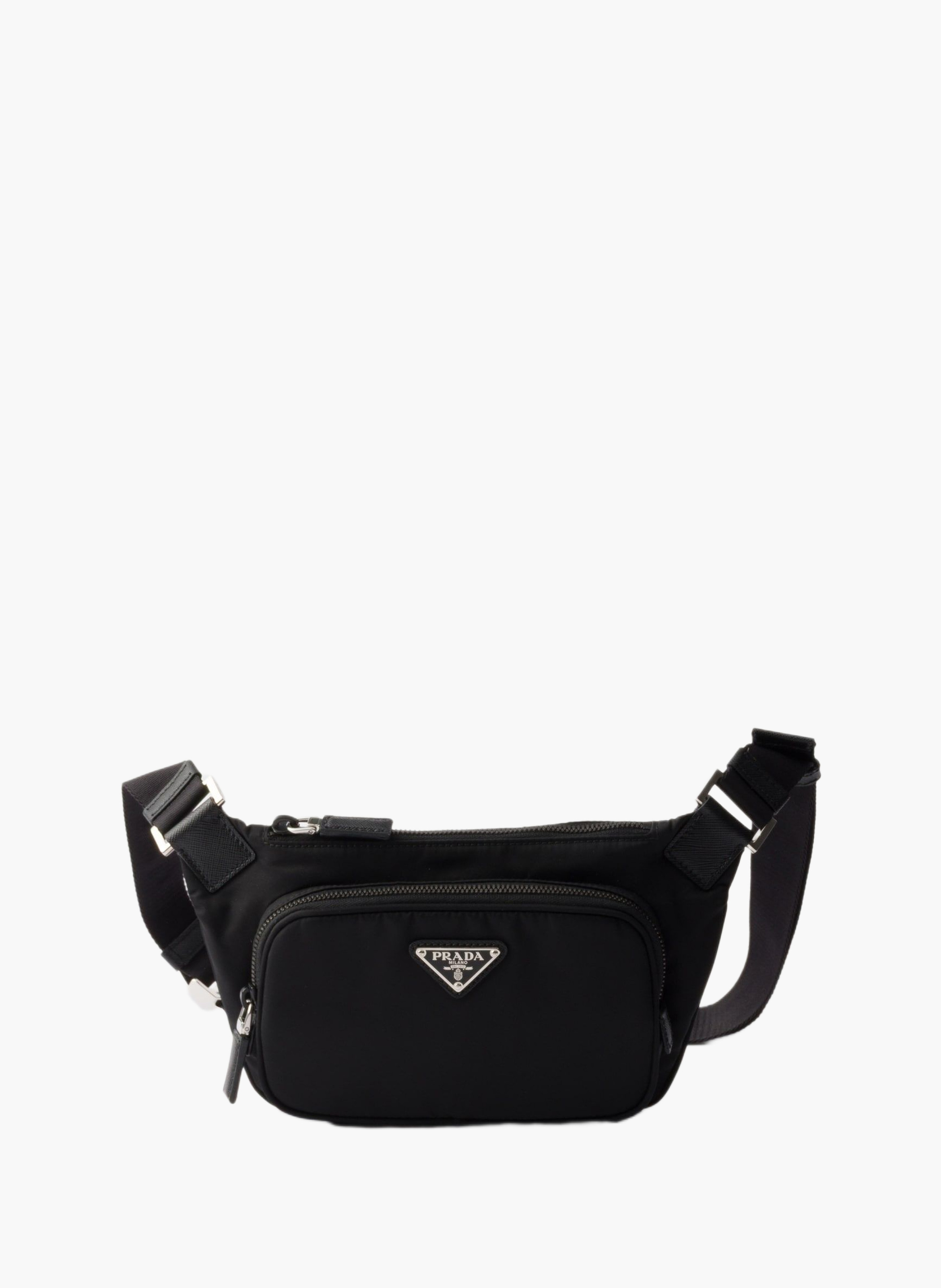 Sac porté épaule en re-nylon et cuir saffiano PRADA Noir