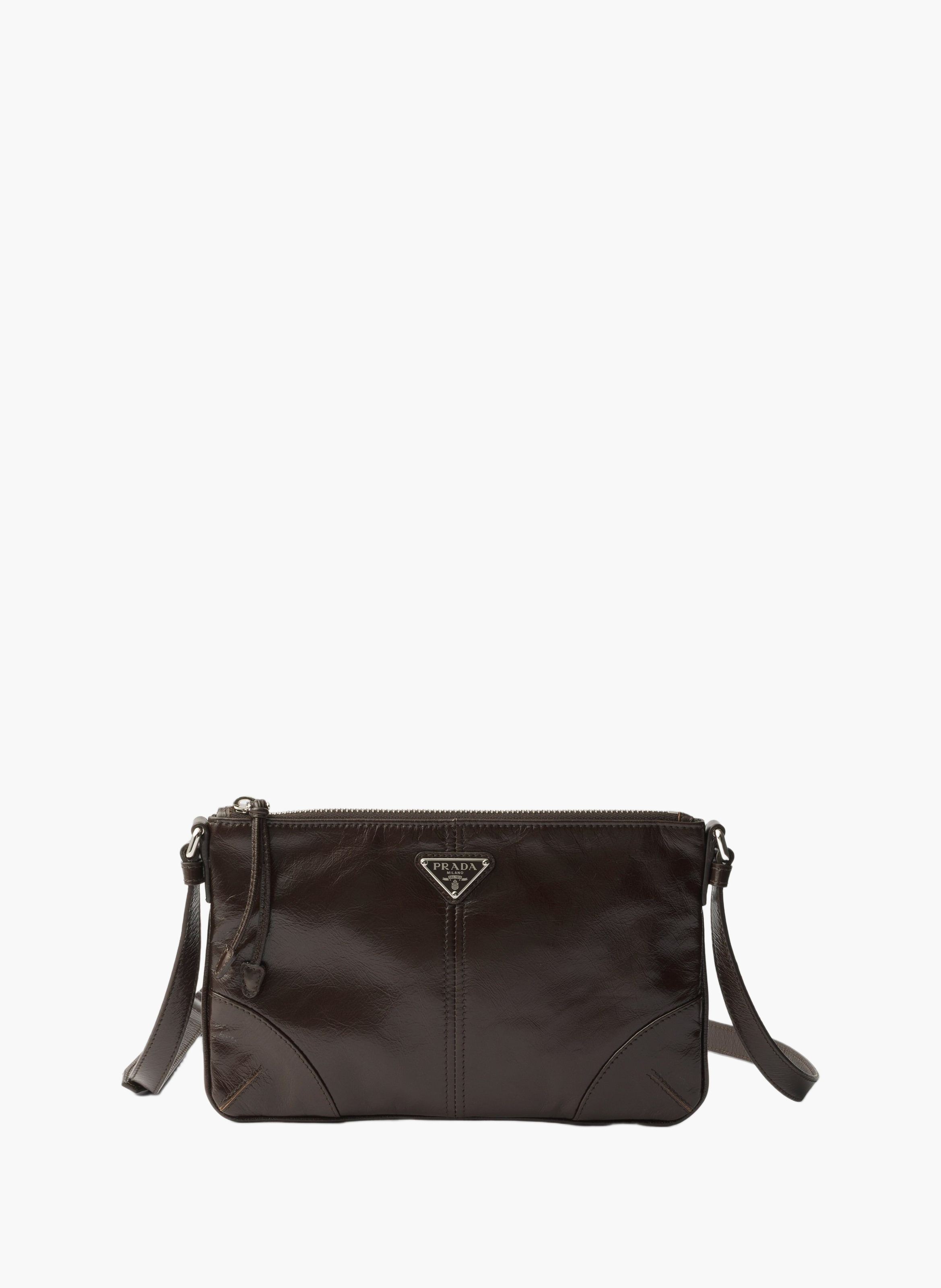 Étui pour smartphone en cuir PRADA Marron