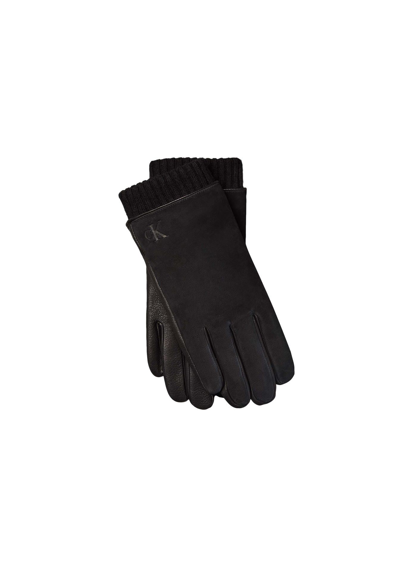 Gants unis en cuir CALVIN KLEIN Schwarz