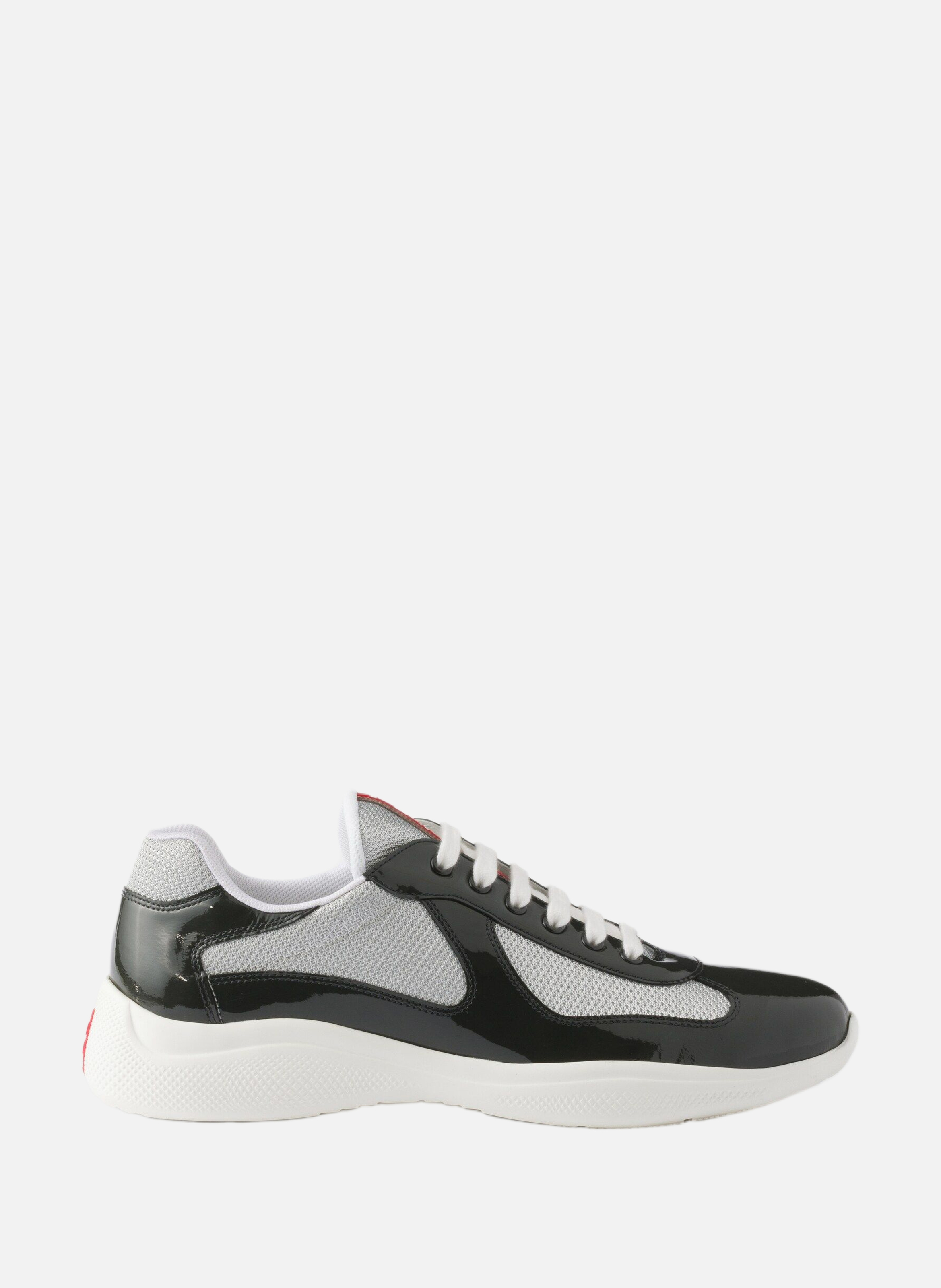Sneakers prada america’s cup en cuir verni et tiss PRADA Gris