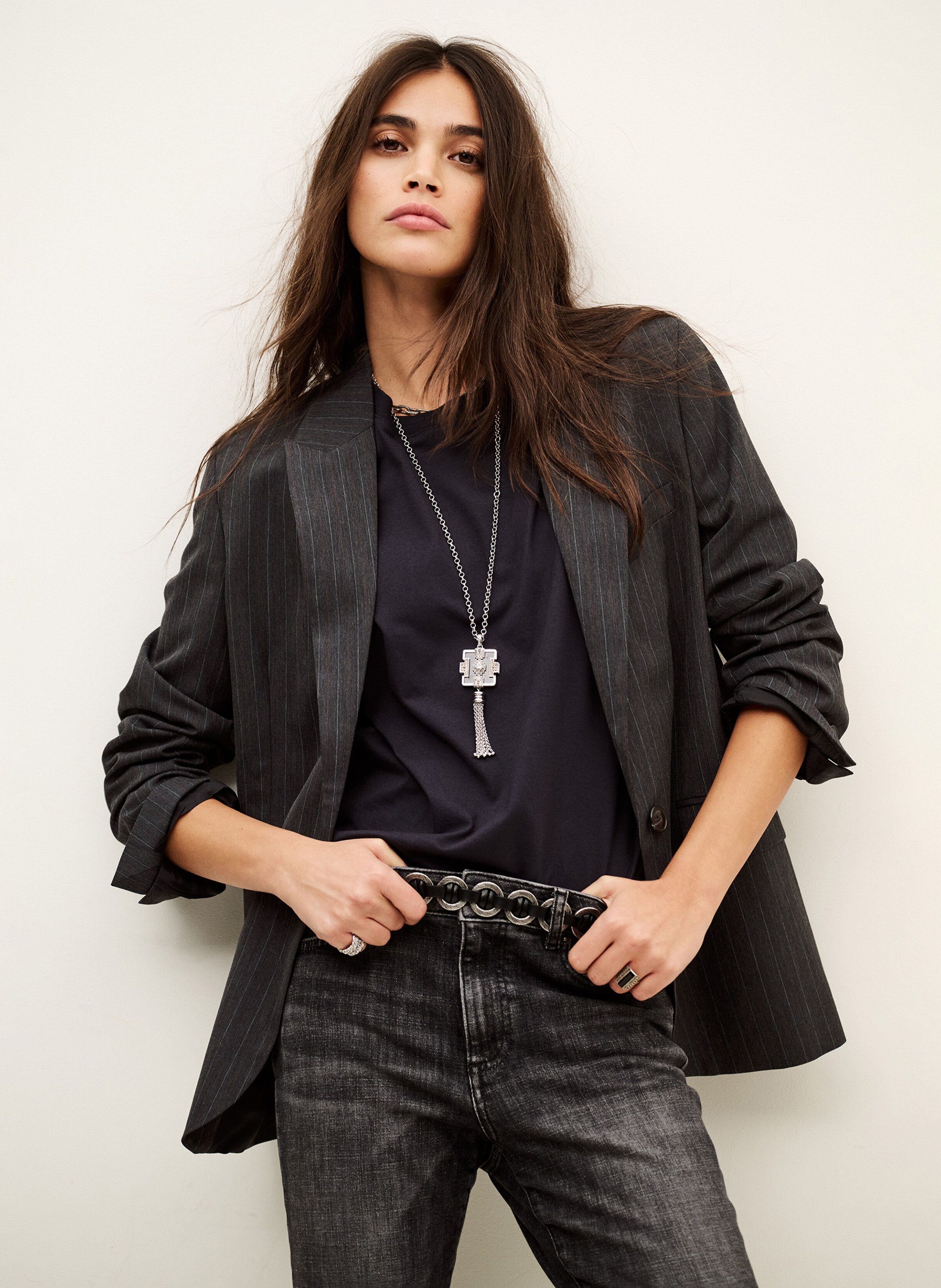 Veste col tailleur en laine mélangée dayne BA&SH Gris