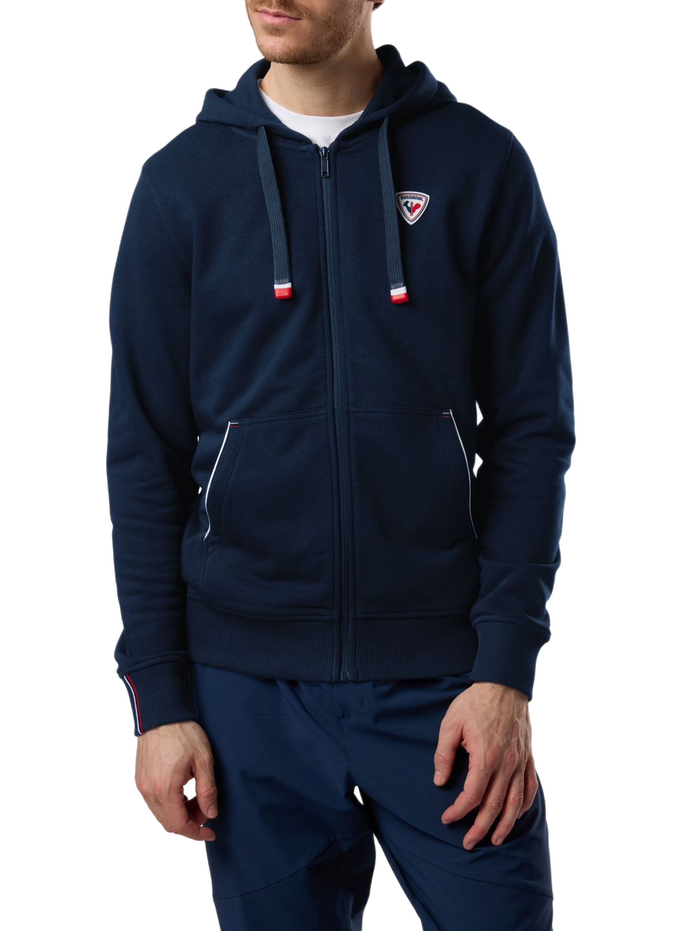 Cotton blend zipped hoodie ROSSIGNOL Blue