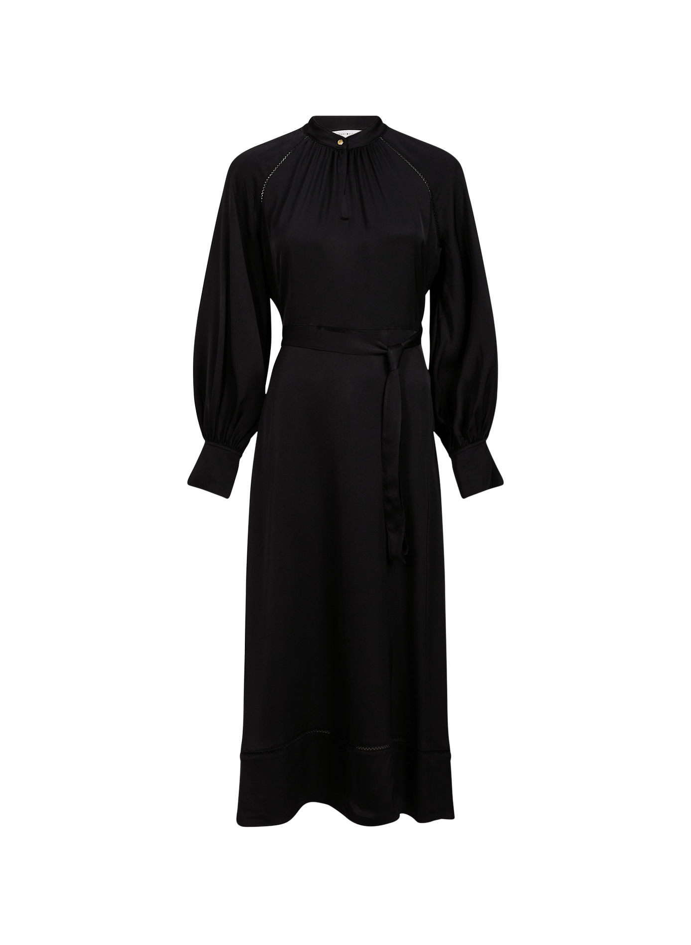 Belted midi dress with a buttoned collar TOMMY HILFIGER Black