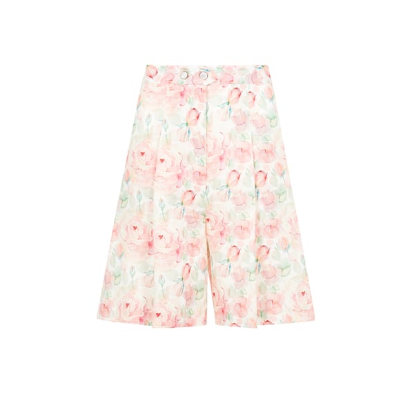Short à fleurs en lin