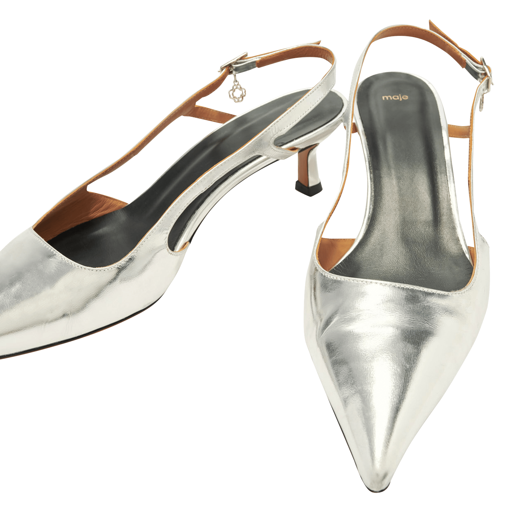 Escarpins en cuir métallisé MAJE Argent