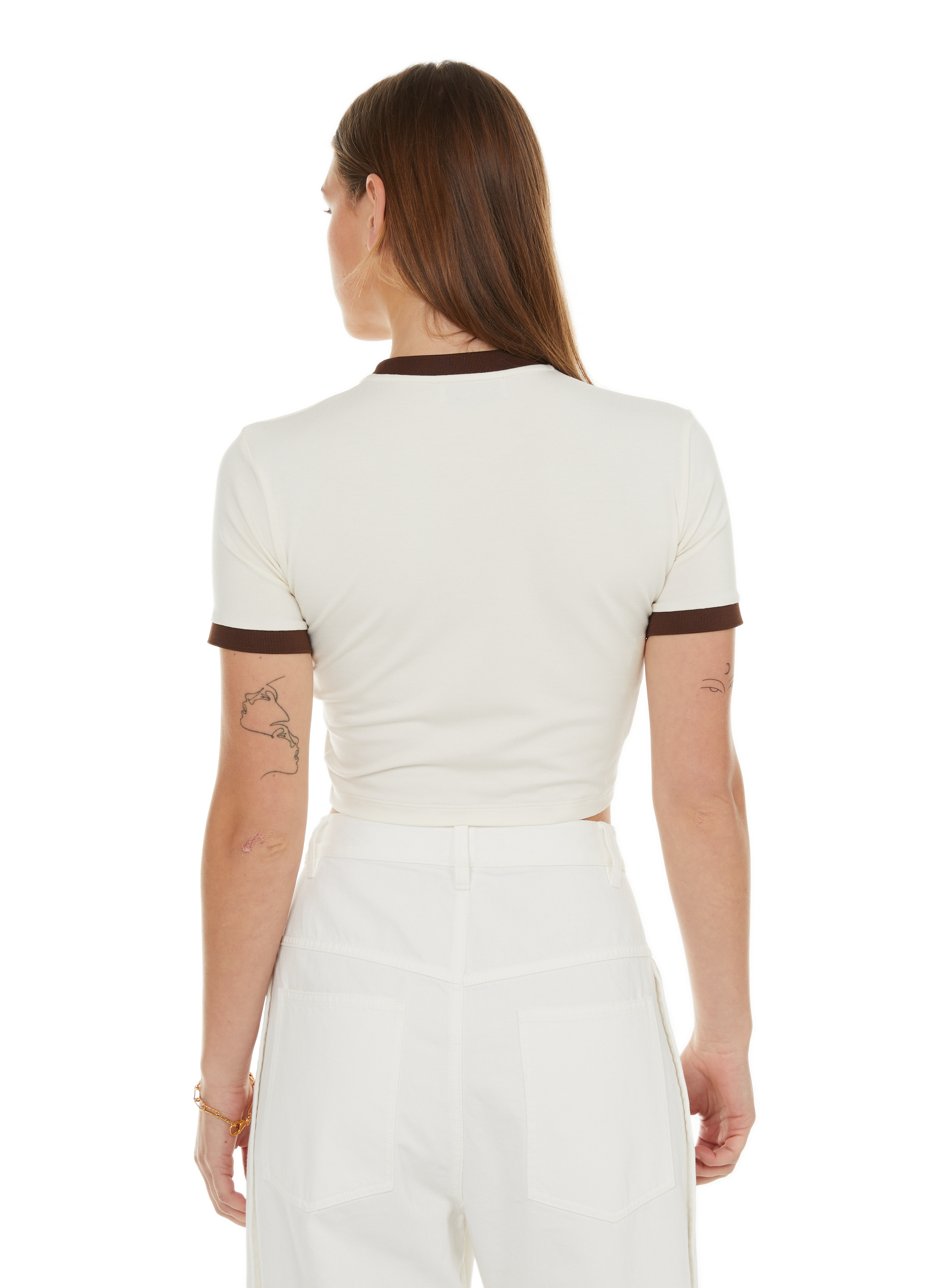 T-shirt court à logo MIU MIU Beige