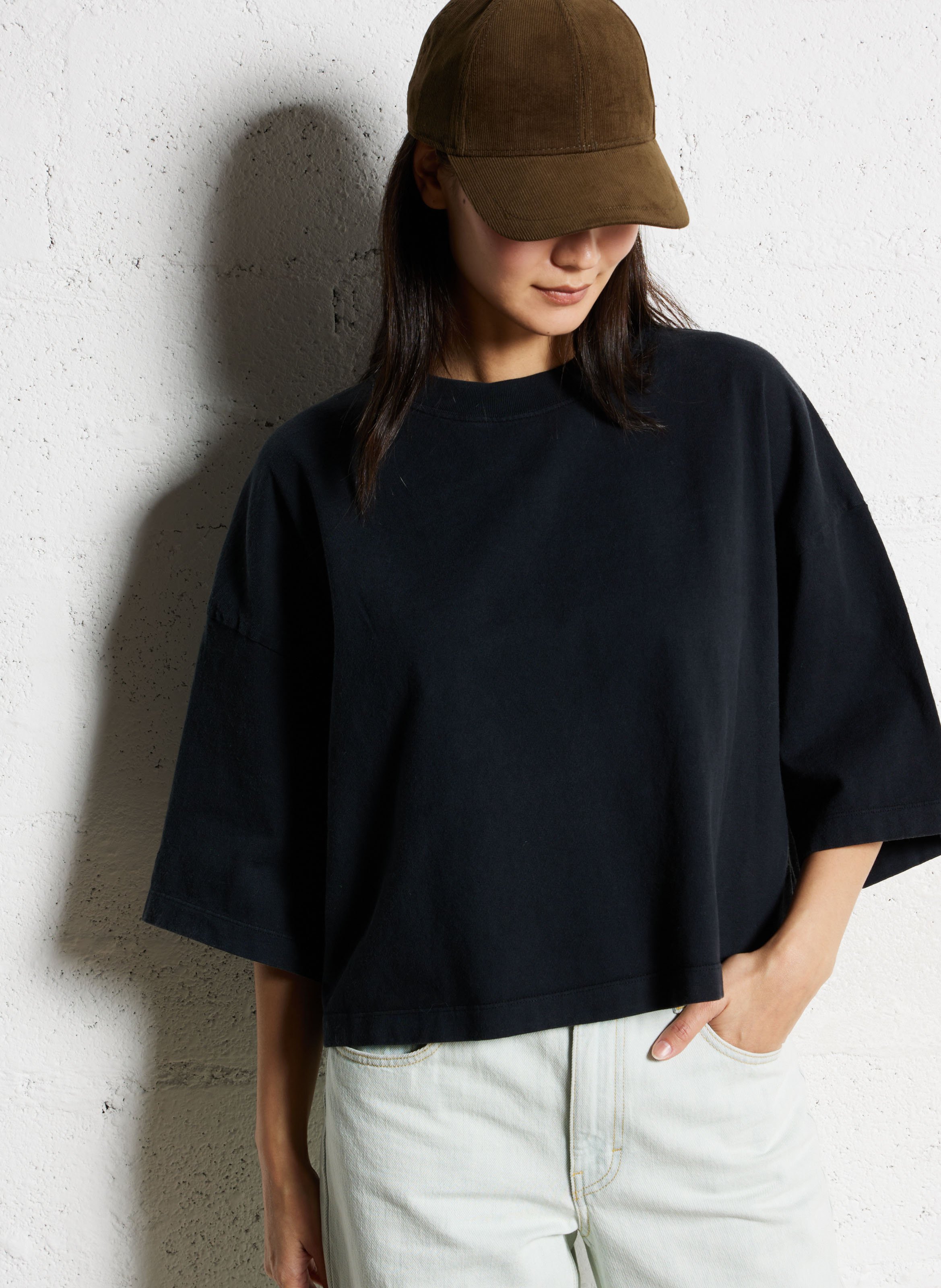 Tee-shirt oversize en coton afoma AMERICAN VINTAGE Noir