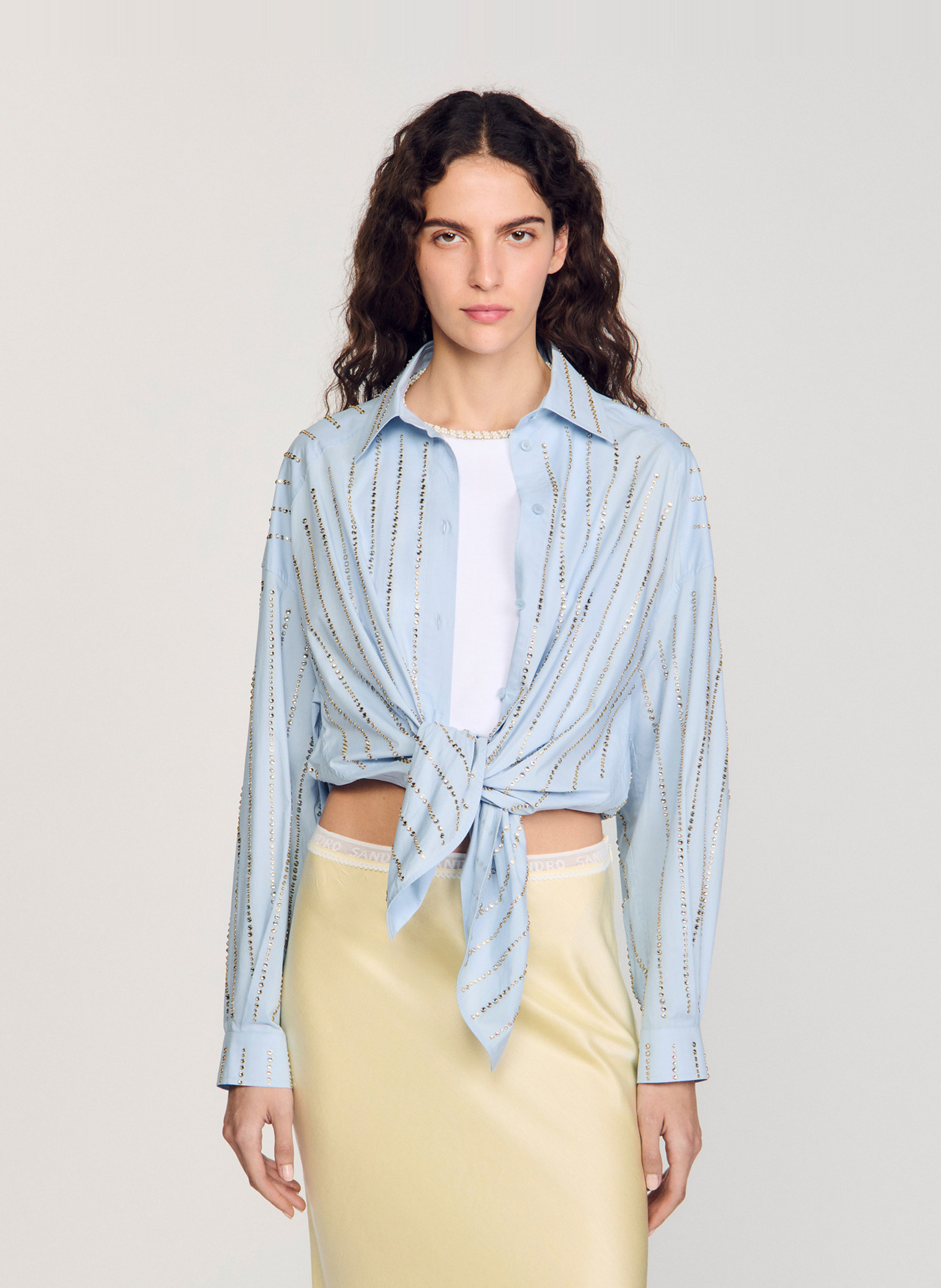 Chemise Oversize En Coton Rayé Sandro Femme