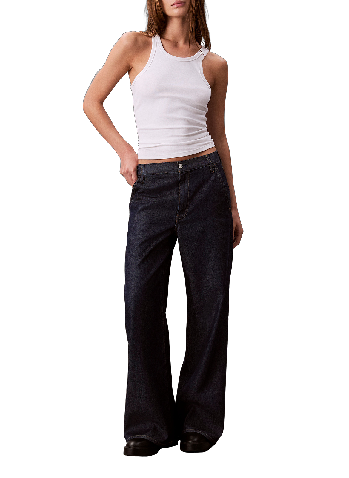 Jean large en coton mélangé CALVIN KLEIN Bleu