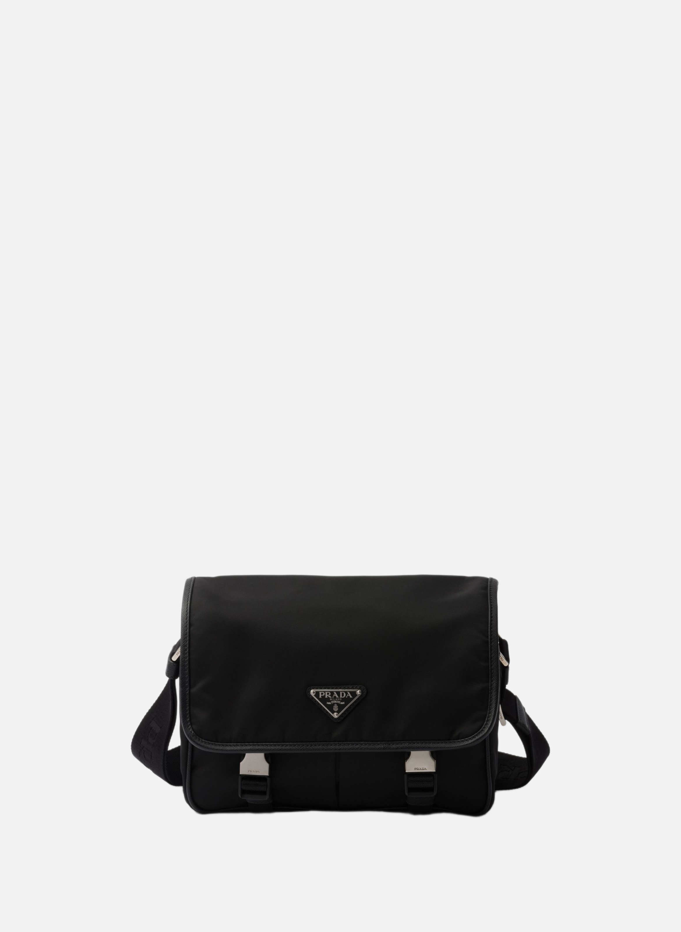 Sac porté épaule en re-nylon et cuir saffiano PRADA Noir