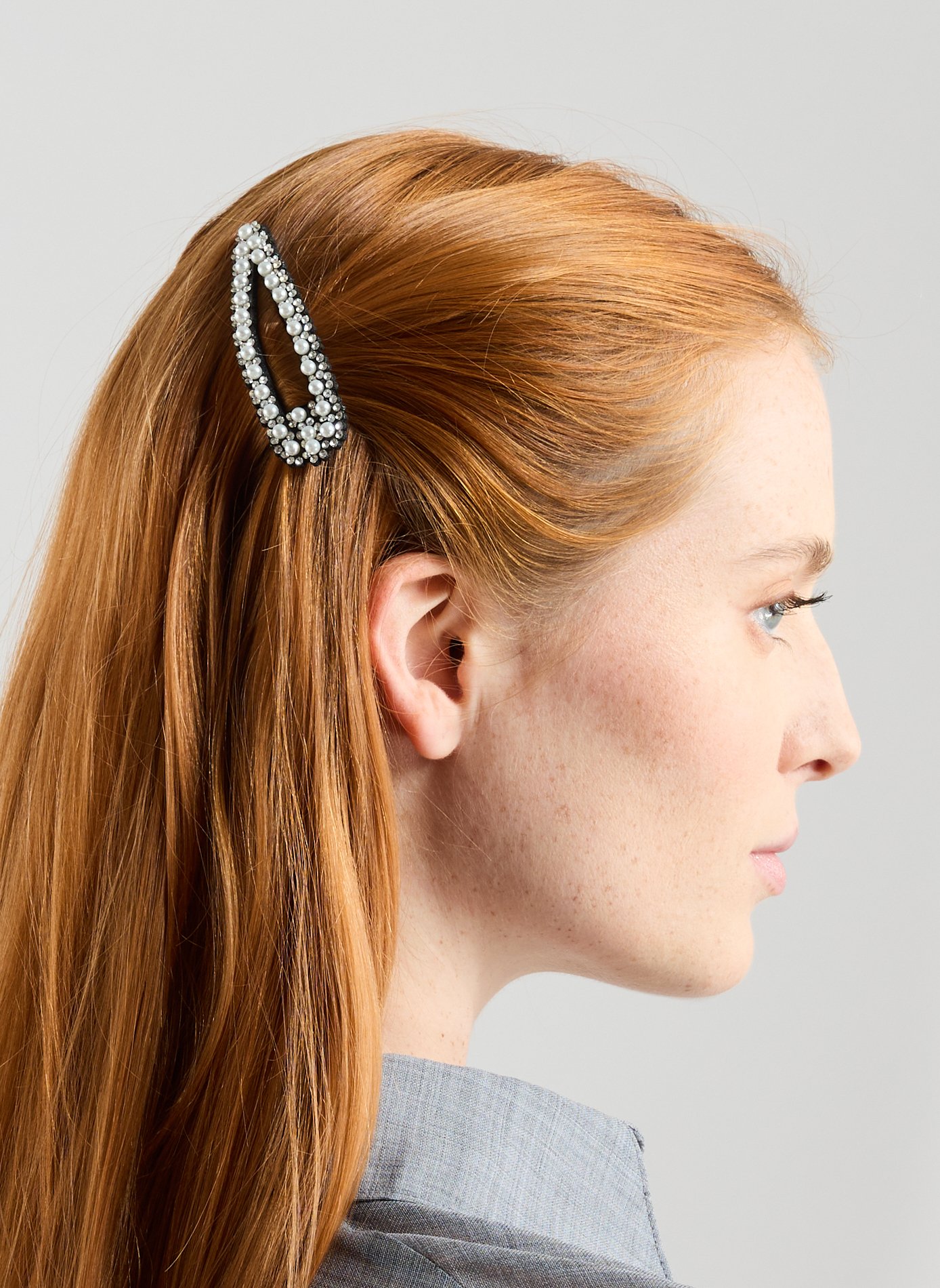 Bead and rhinestone hair clips Silver