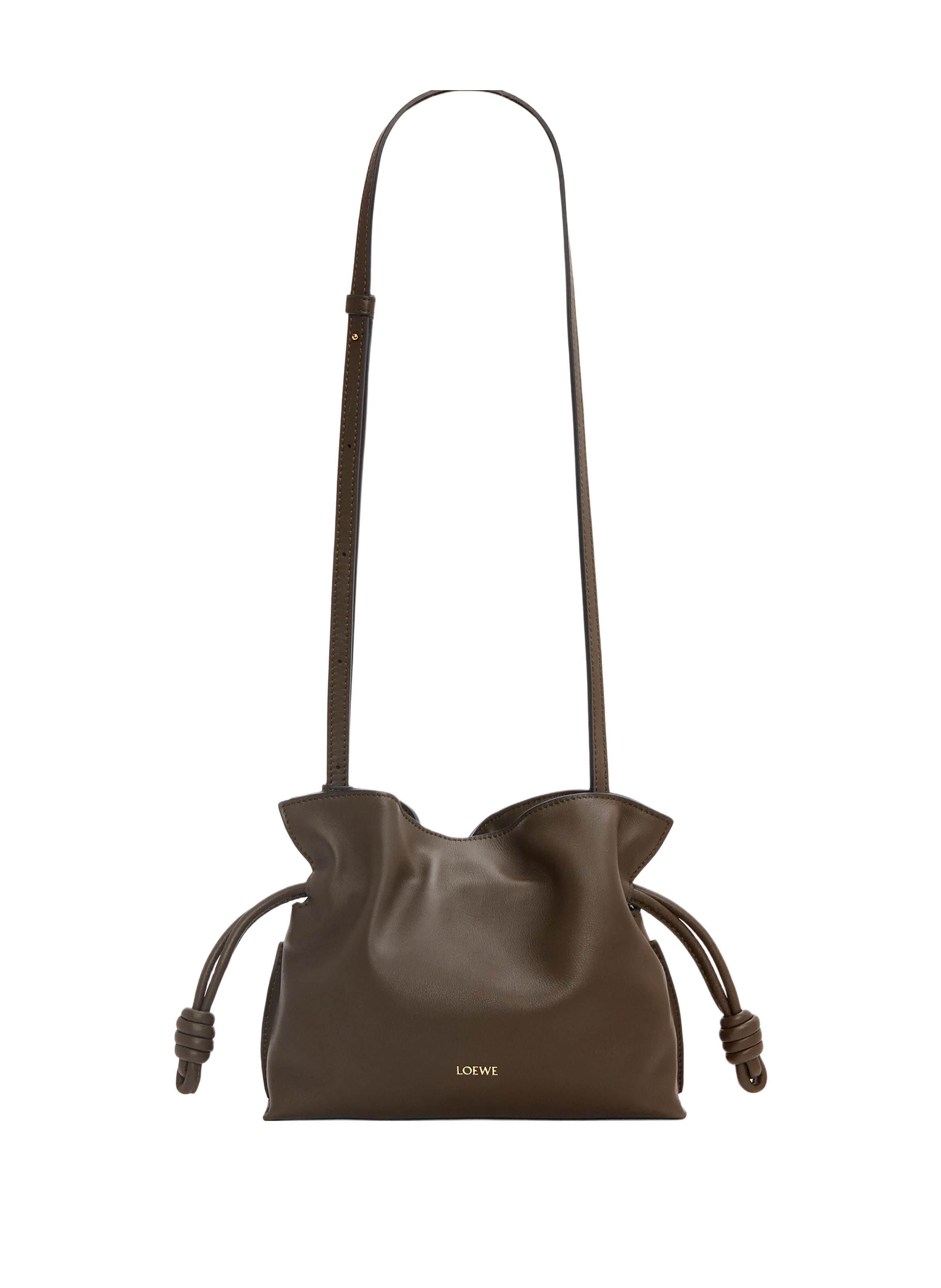 LOEWE Mini Flamenco clutch en cuir de veau nappa Brown