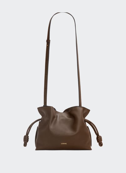 Mini Flamenco clutch en cuir de veau nappa Brown LOEWE