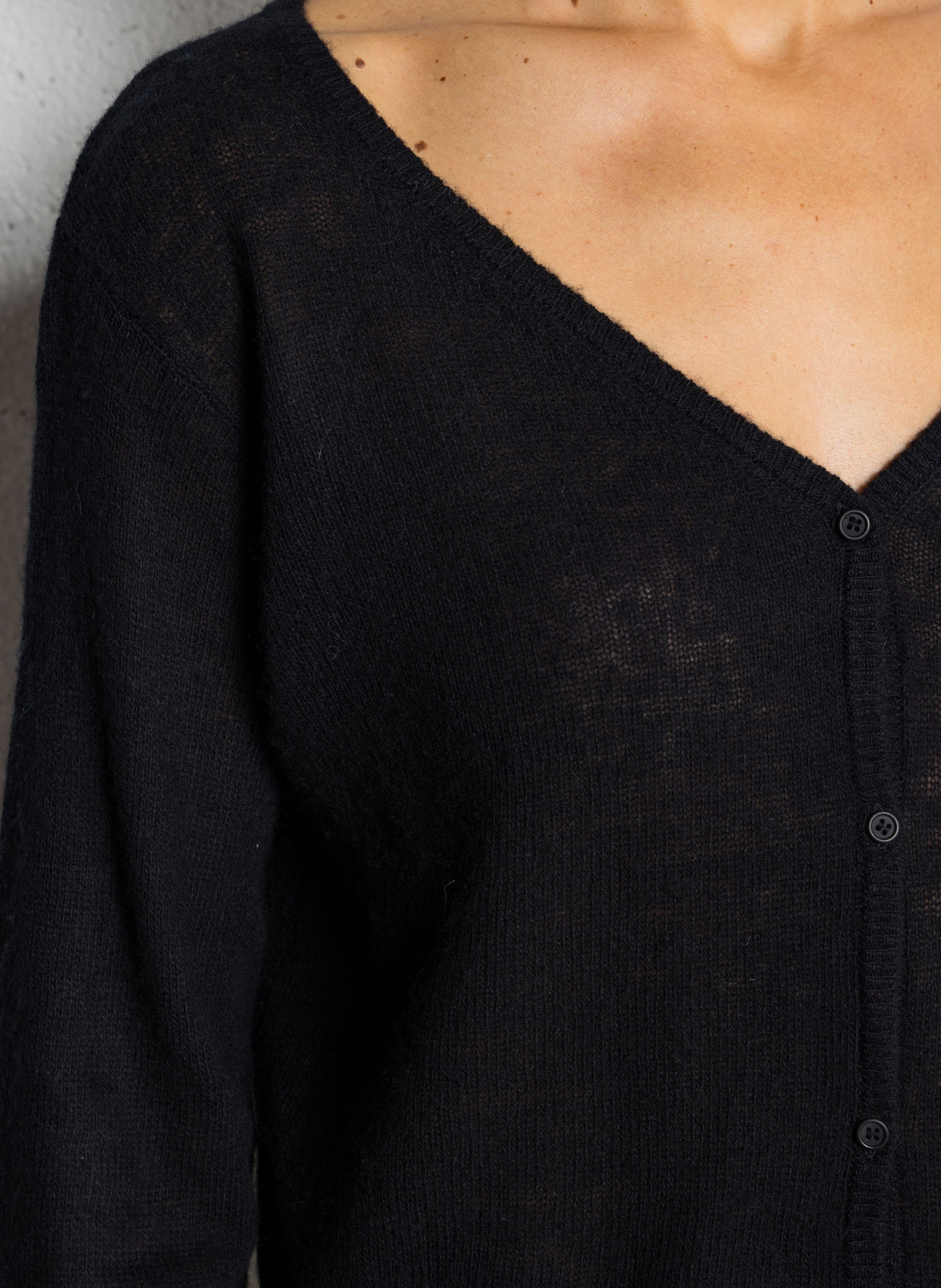 Gilet droit en maille dumy AMERICAN VINTAGE Noir