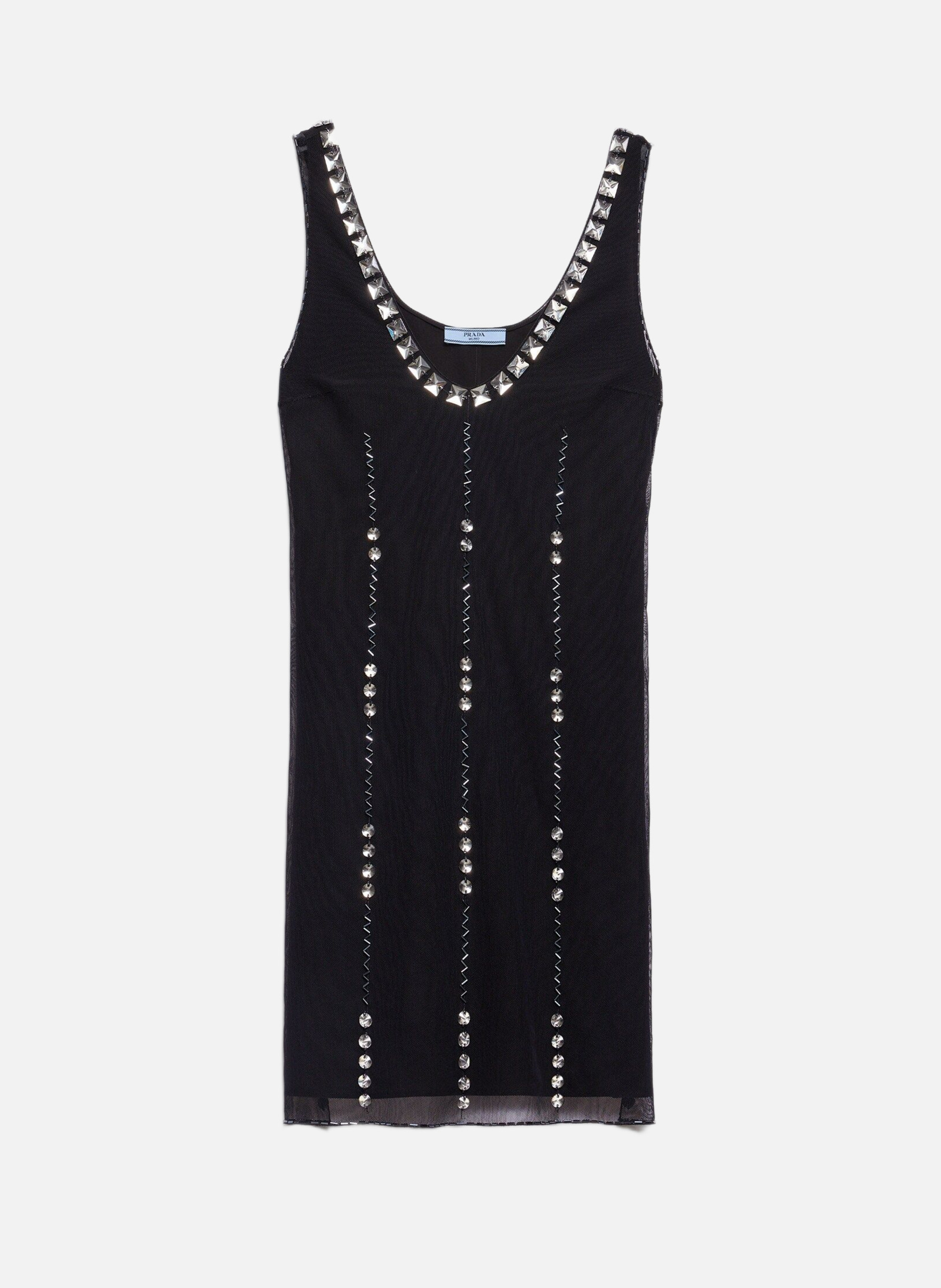 Robe courte brodée en tulle PRADA Noir