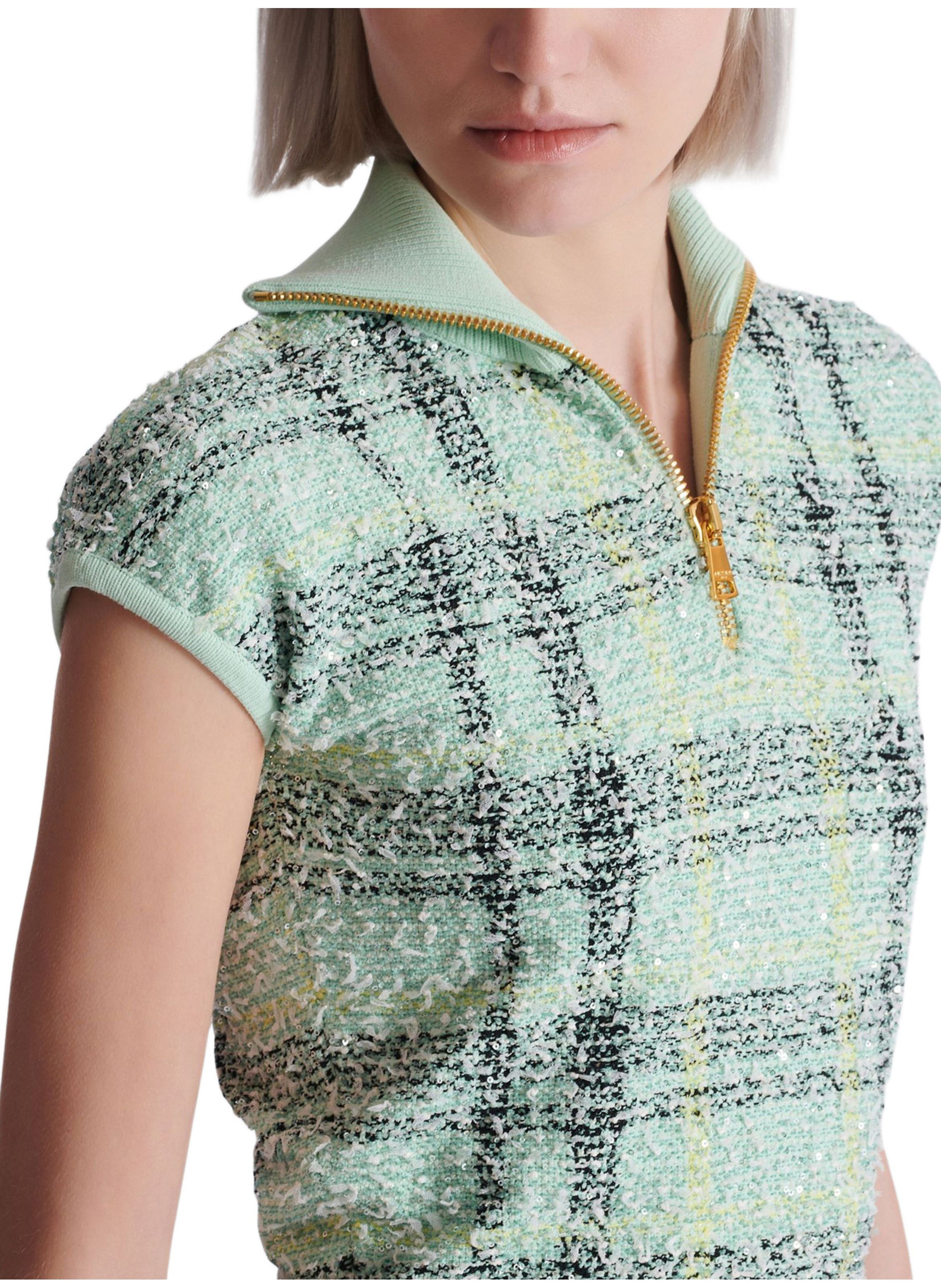 Top sans manche en tweed tartan BALMAIN Vert