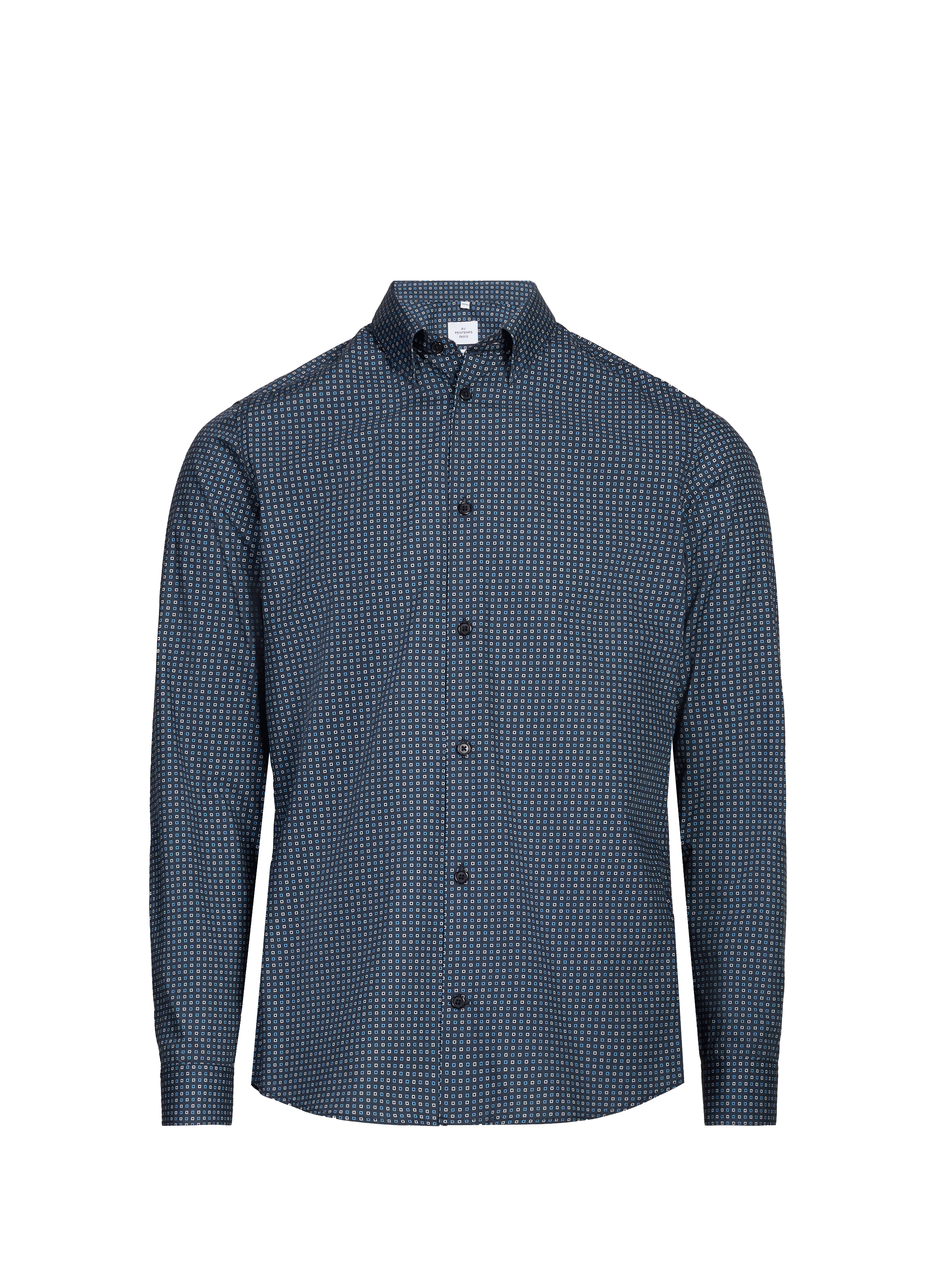 AU PRINTEMPS PARIS Chemise col classique manches contrastantes en coton Blue