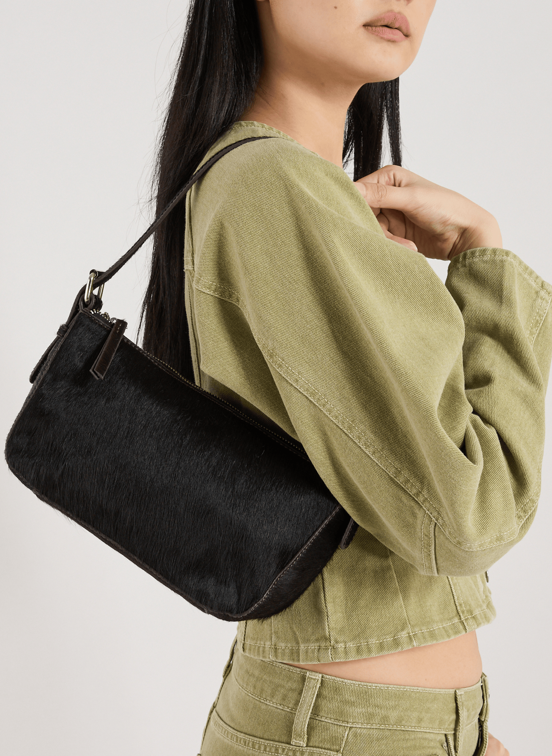 Leather shoulder bag TOPSHOP Brown