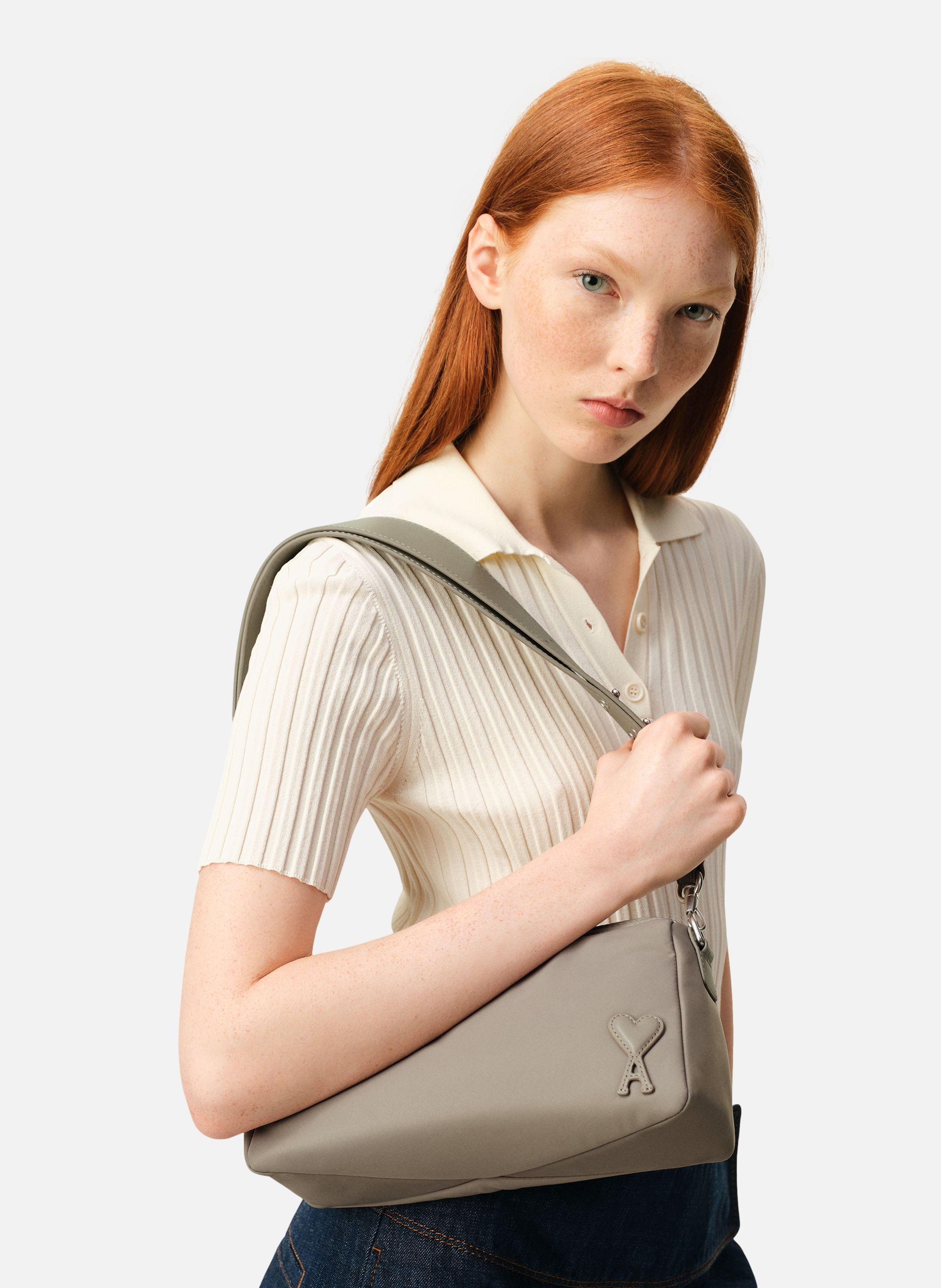 Sac marcel en nylon ouatiné unisexe AMI PARIS Gris