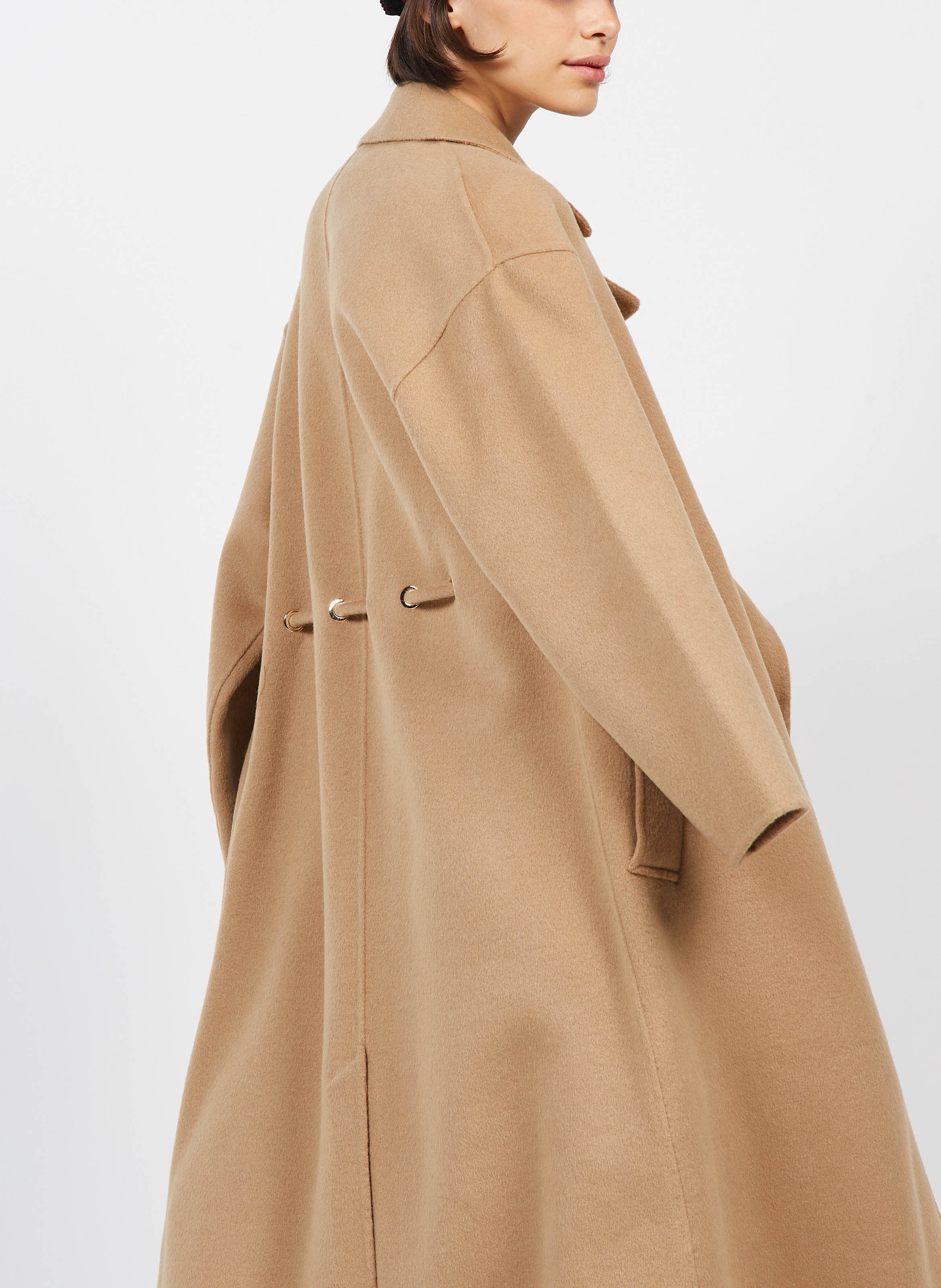 Manteau long col asymétrique kate BA&SH Marron