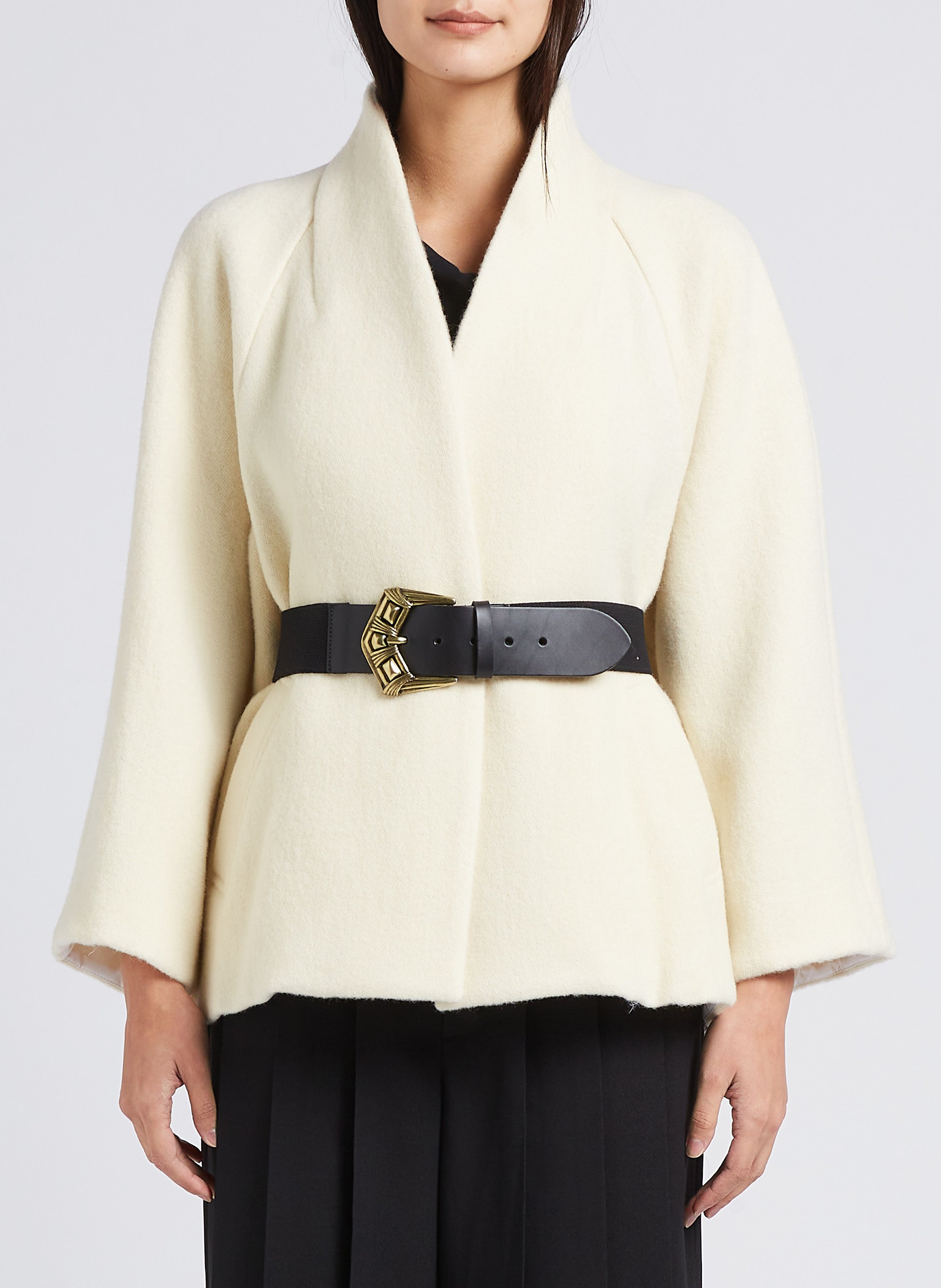 Cape droite col châle en laine hini BA&SH Beige