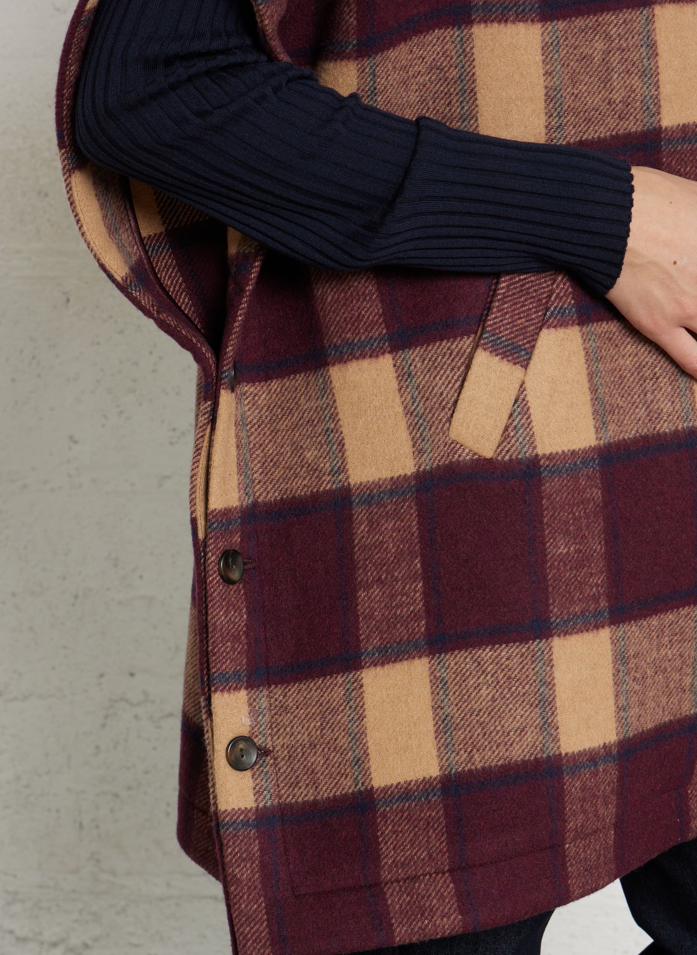 Cape oversize col montant à carreaux dolly MAISON 123 Rouge