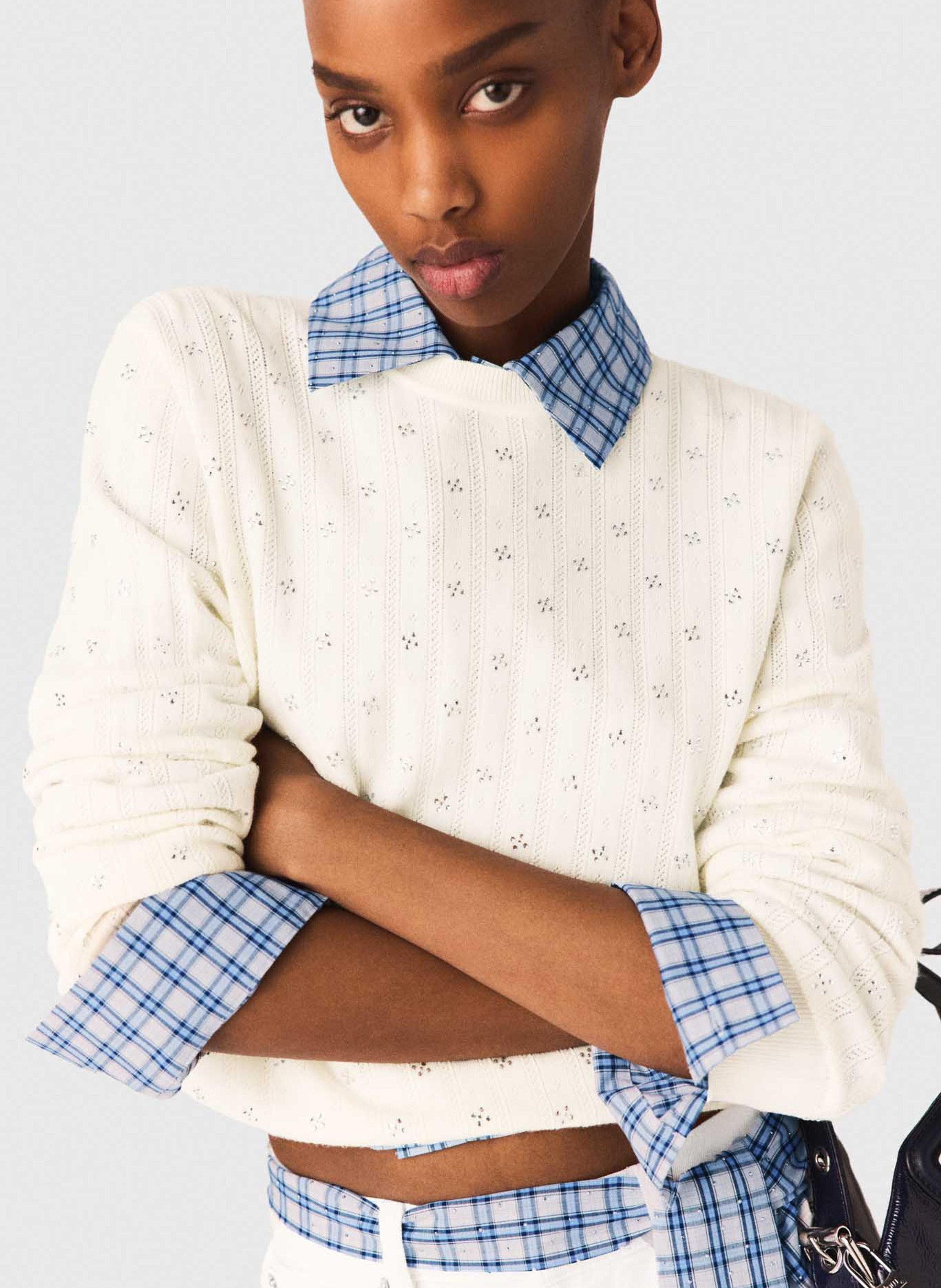 Pull col rond en laine mélangée MAJE Beige