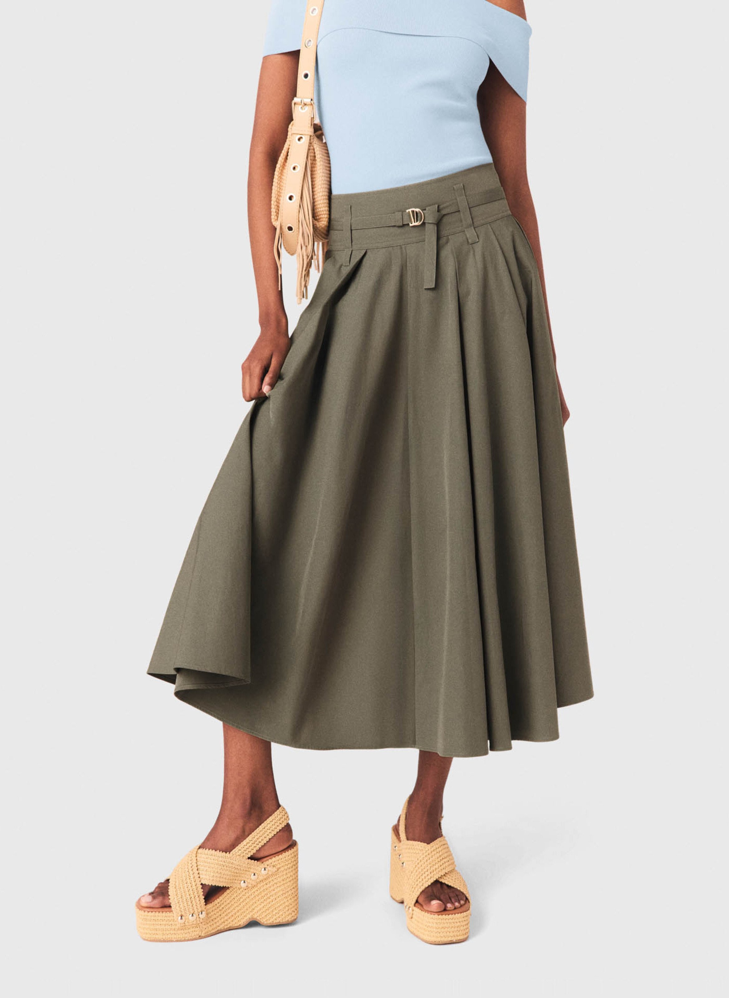 Jupe midi évasée MAJE Kaki