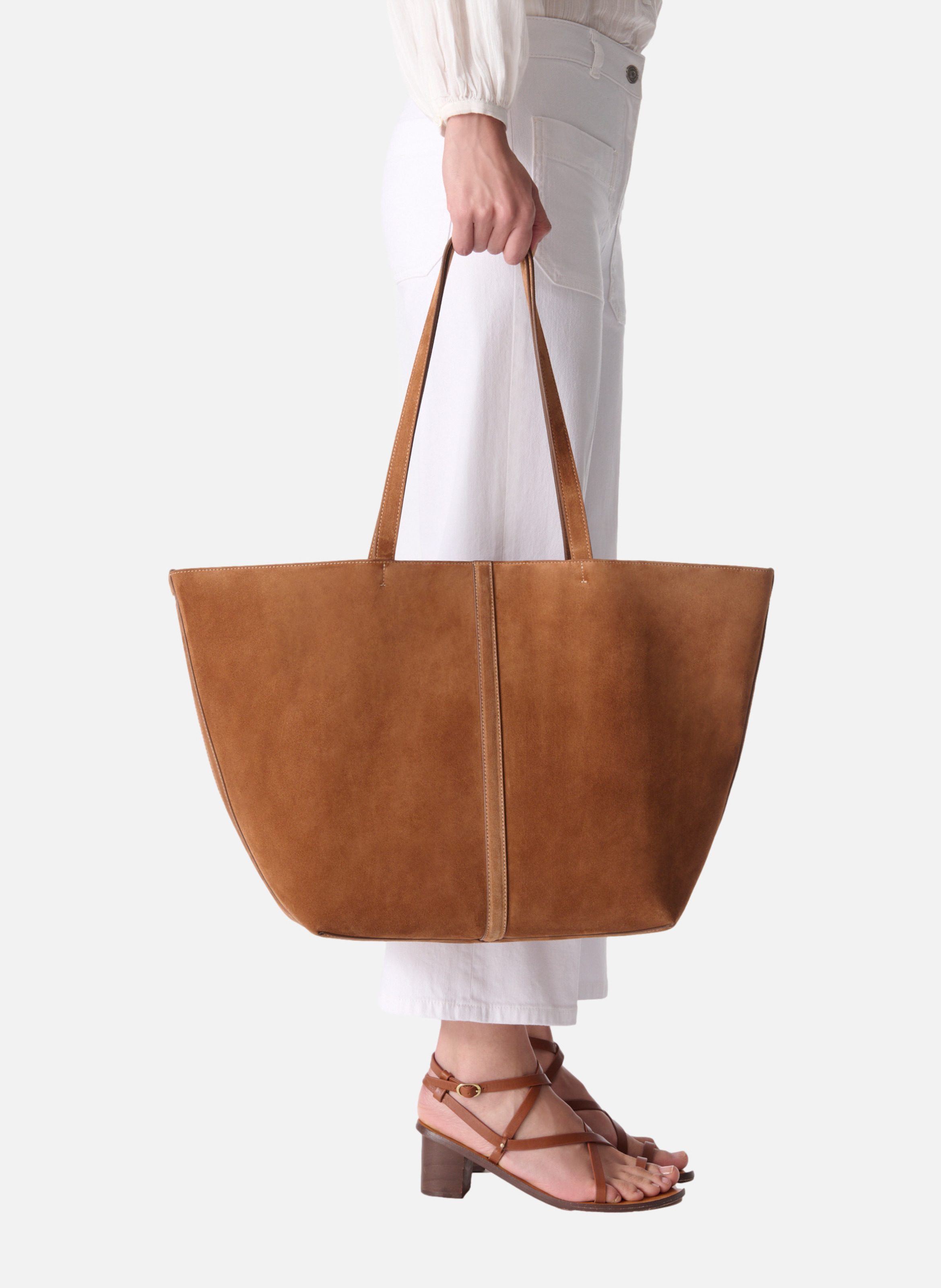 Grand cabas daily en cuir velours VANESSA BRUNO Marron