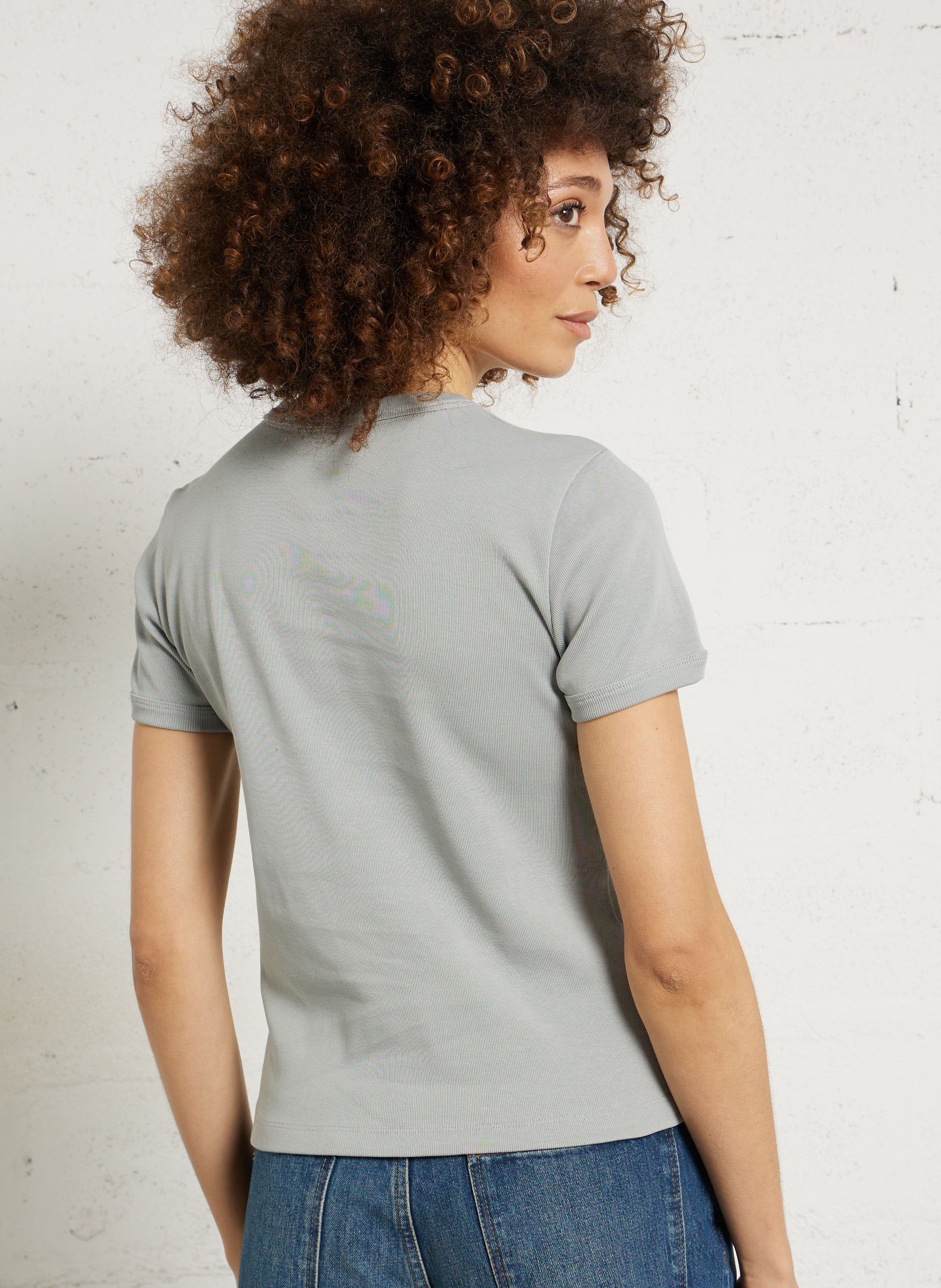 Tee-shirt droit col rond en coton bio aristide SOEUR Bleu