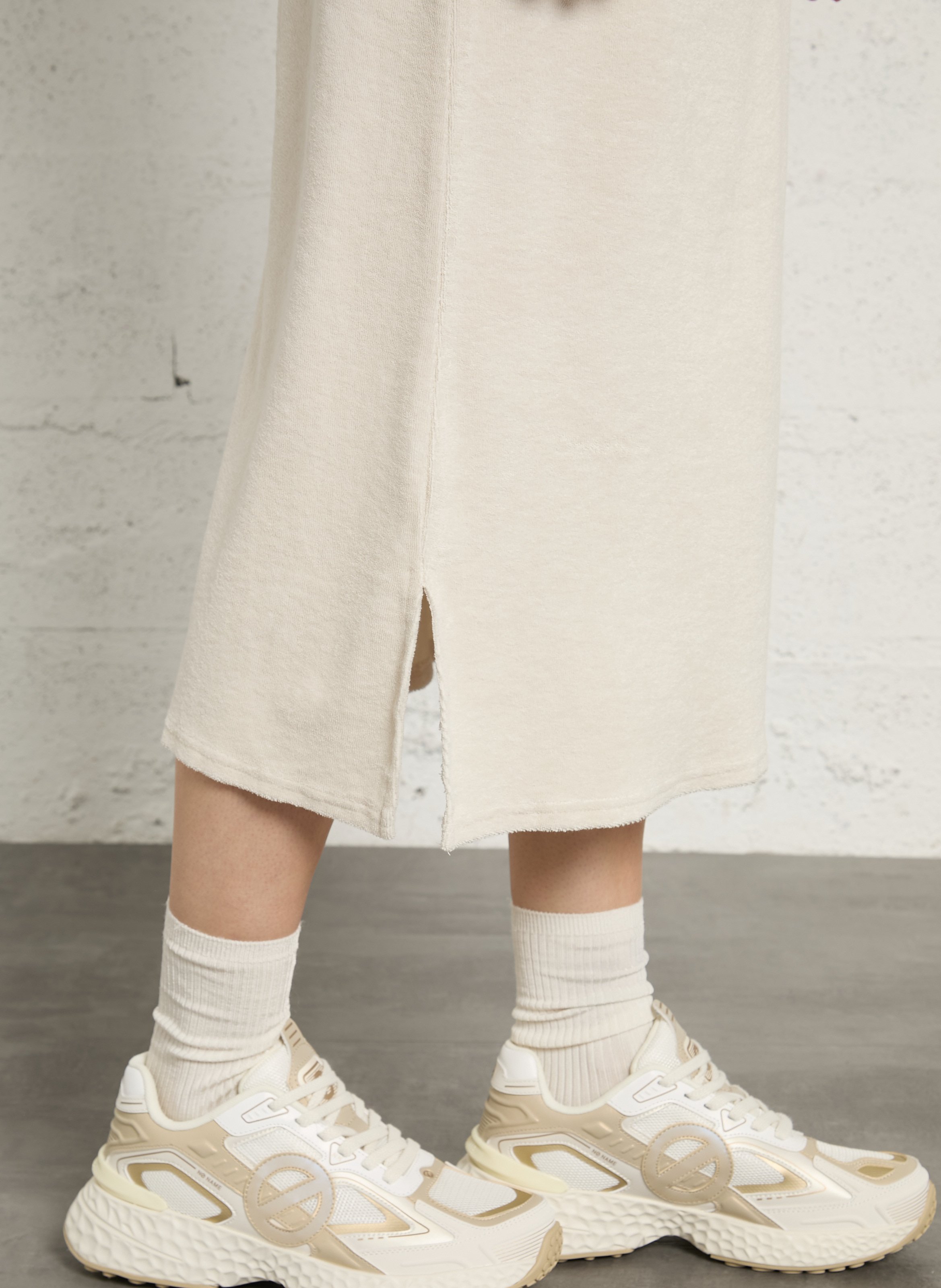 Jupe longue élastiquée unie en coton fuxow AMERICAN VINTAGE Beige