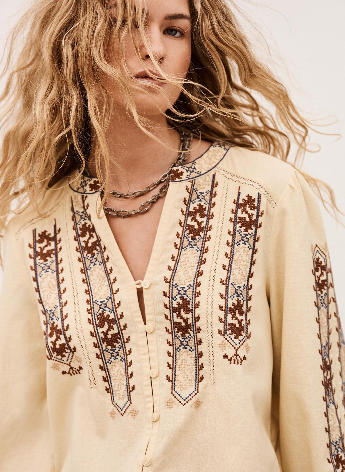 Blouse ample en coton mélangé faustina BA&SH Beige