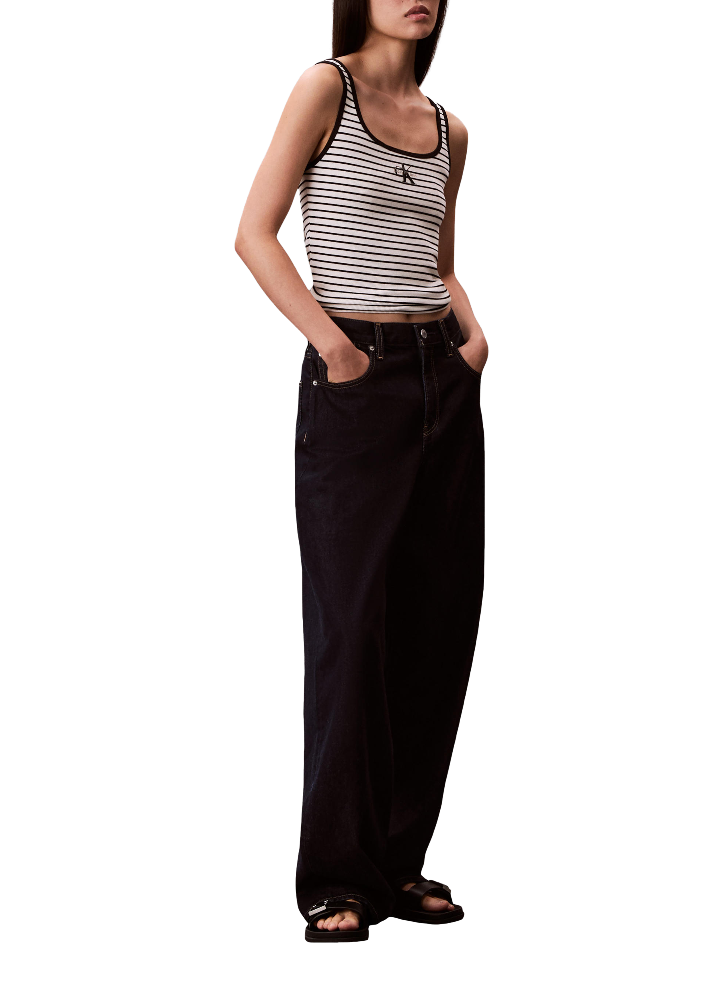 Débardeur brodé à logo en coton mélangé CALVIN KLEIN Multicolore