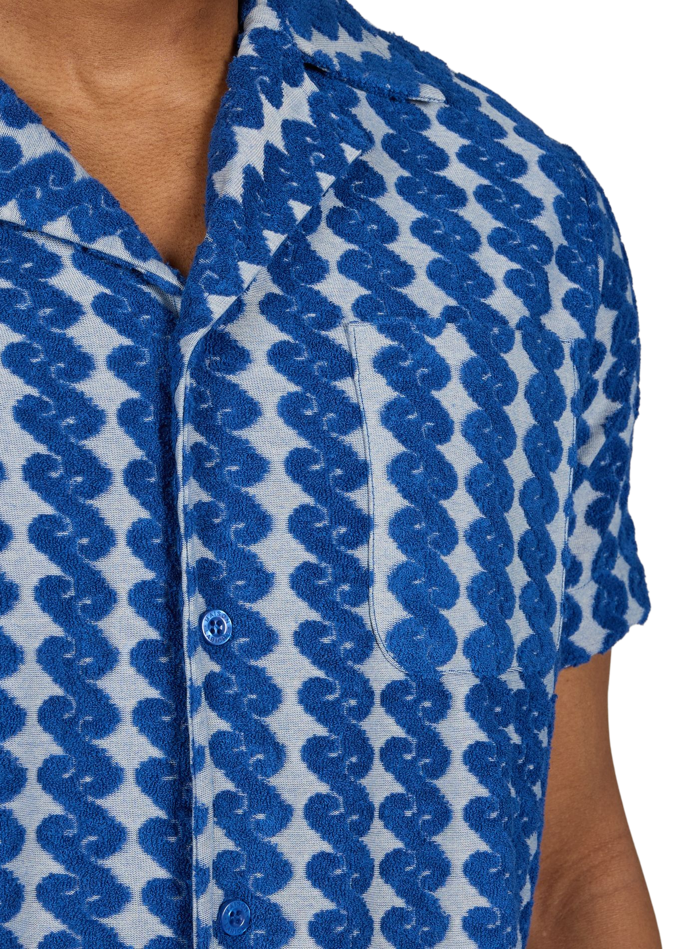 Germain patterned polo in blended cotton MAISON LABICHE Blue