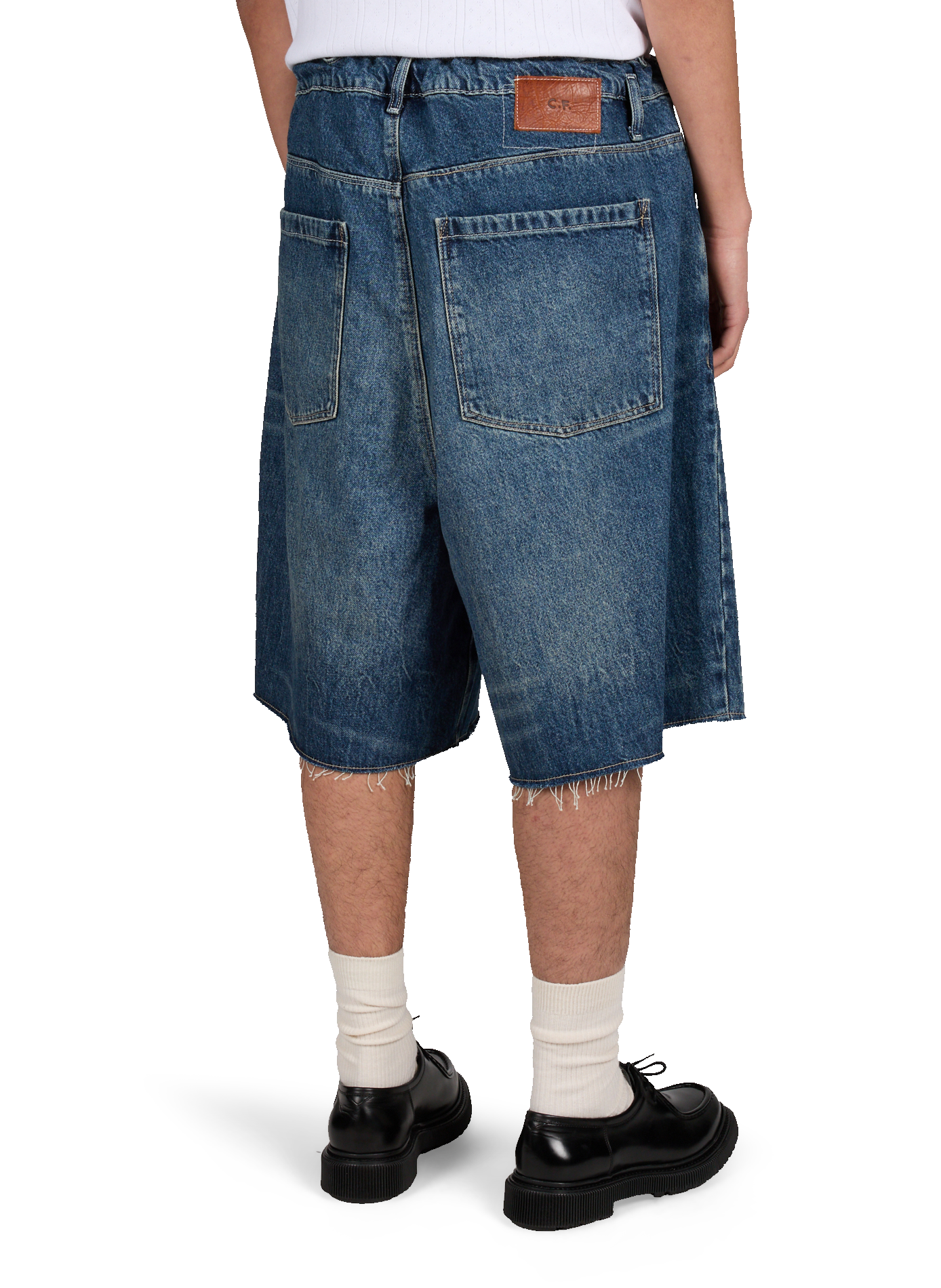 Short droit en denim de coton CAMIEL FORTGENS Bleu