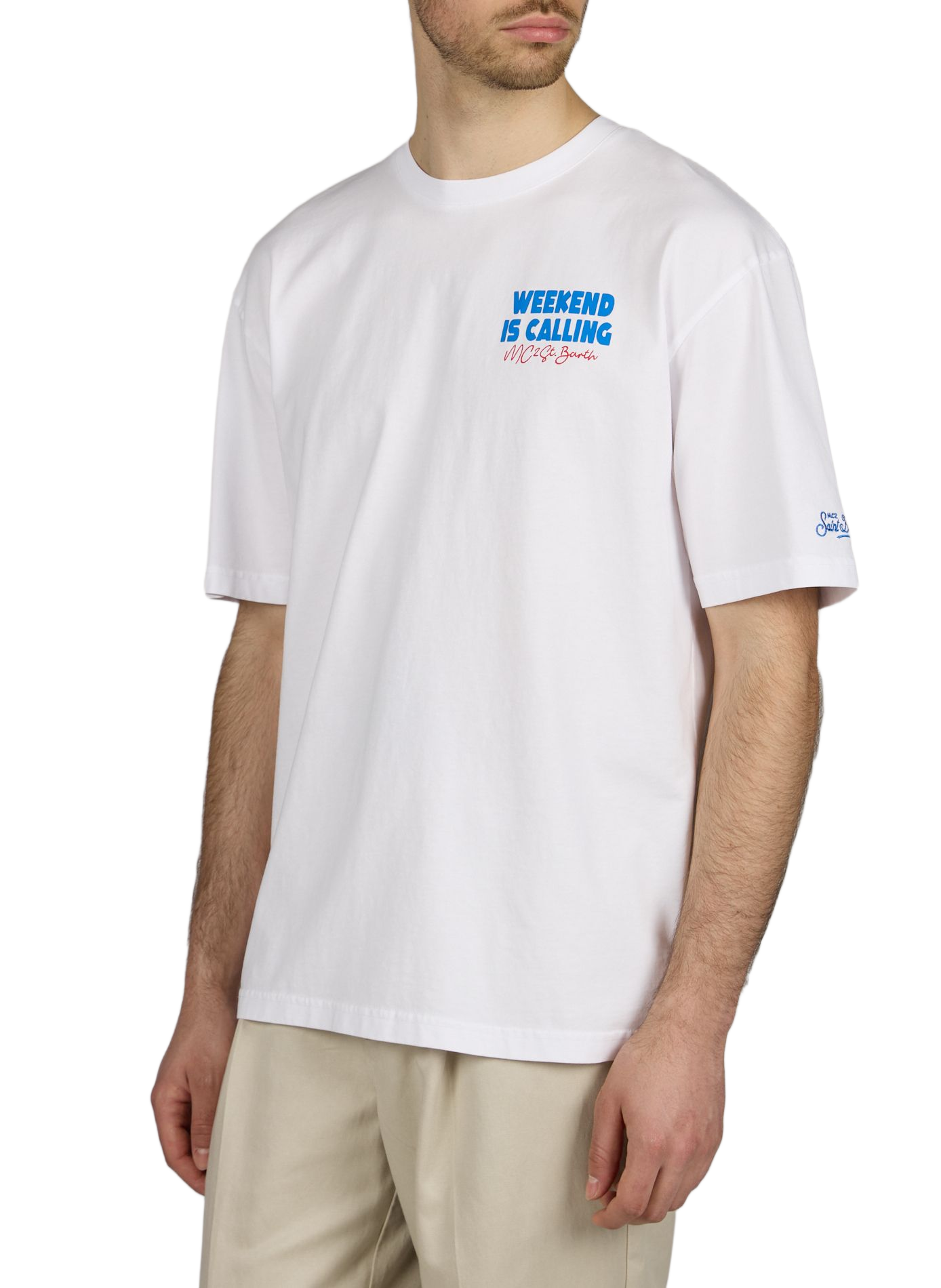 T-shirt ample sérigraphié en coton MC2 SAINT BARTH Blanc