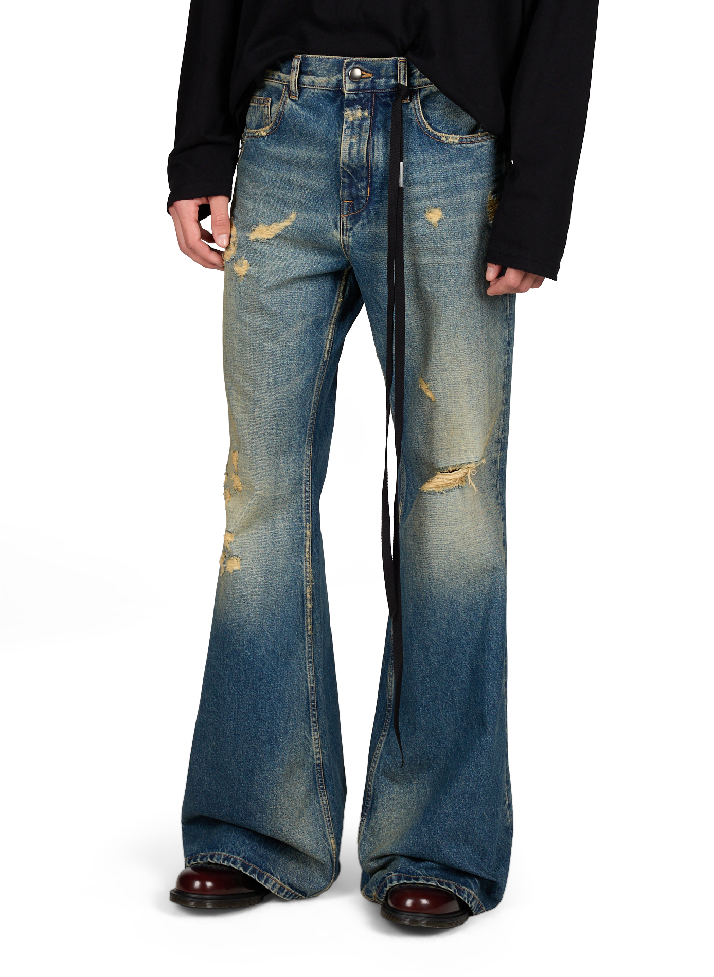 Bootcut washed denim jeans in cotton ANN DEMEULEMEESTER Blue