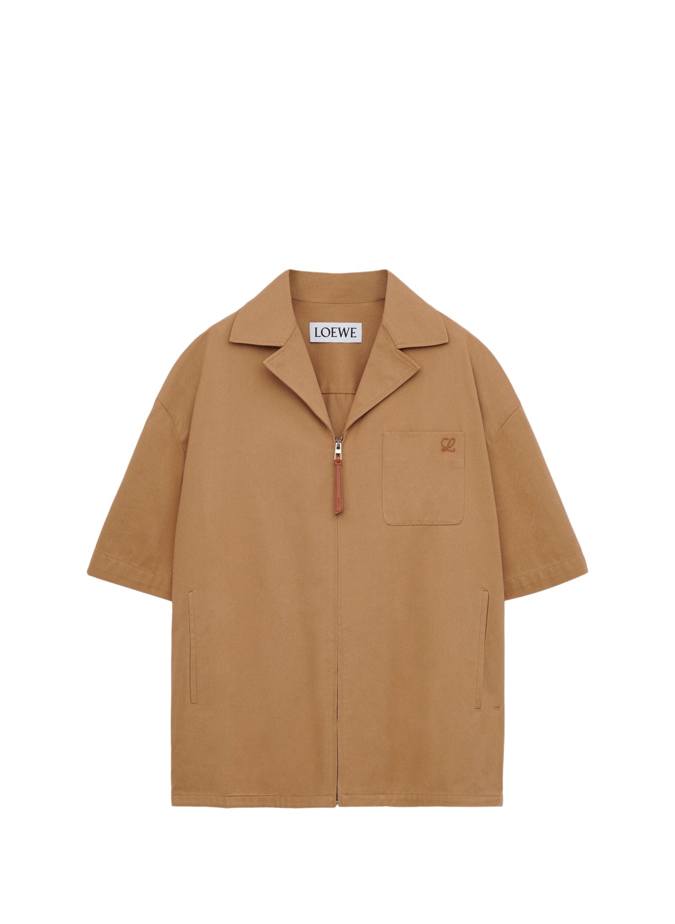 Chemise manches courtes en garbadine coton LOEWE Beige