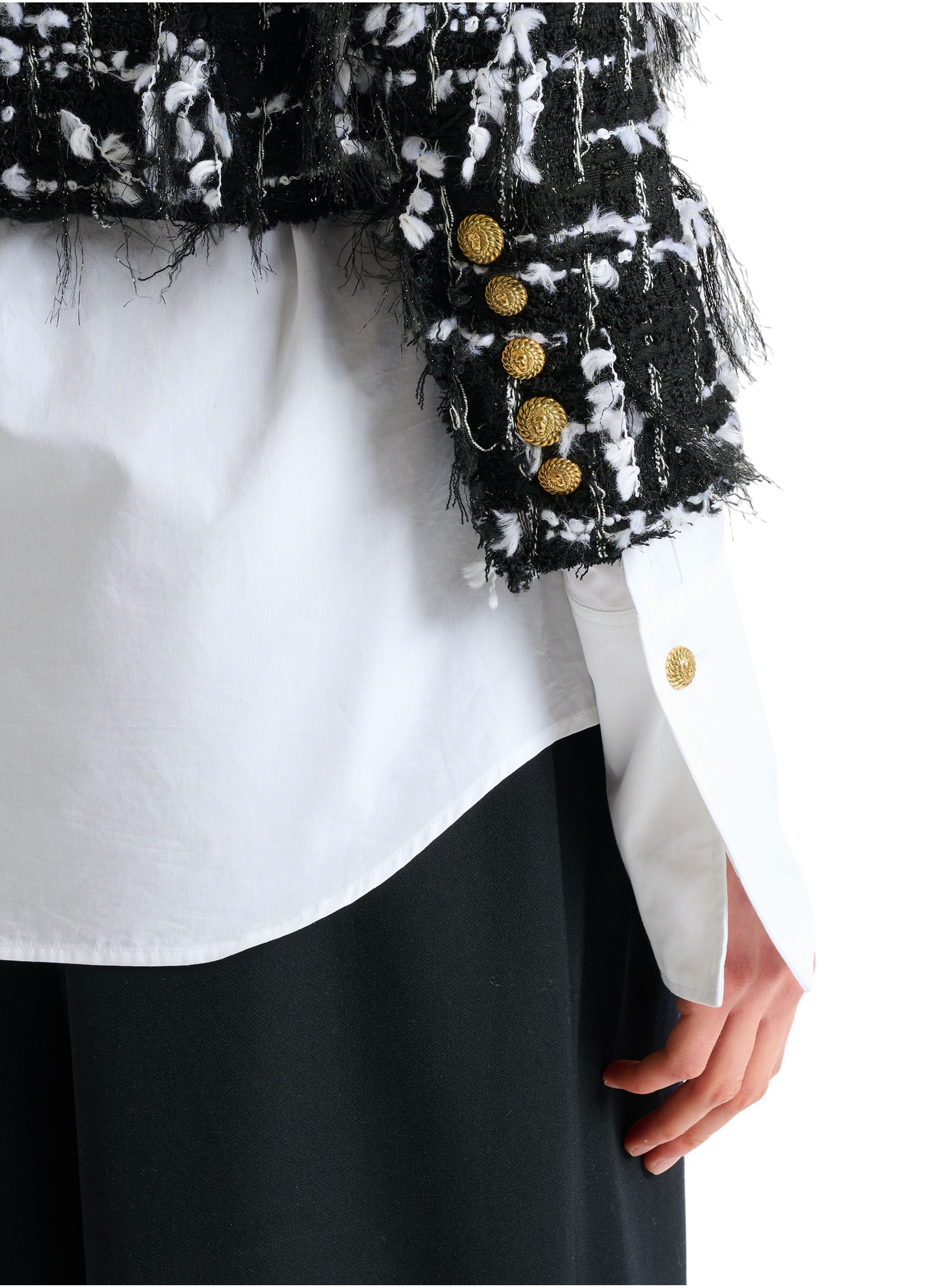 Spencer en tweed frangé BALMAIN Noir