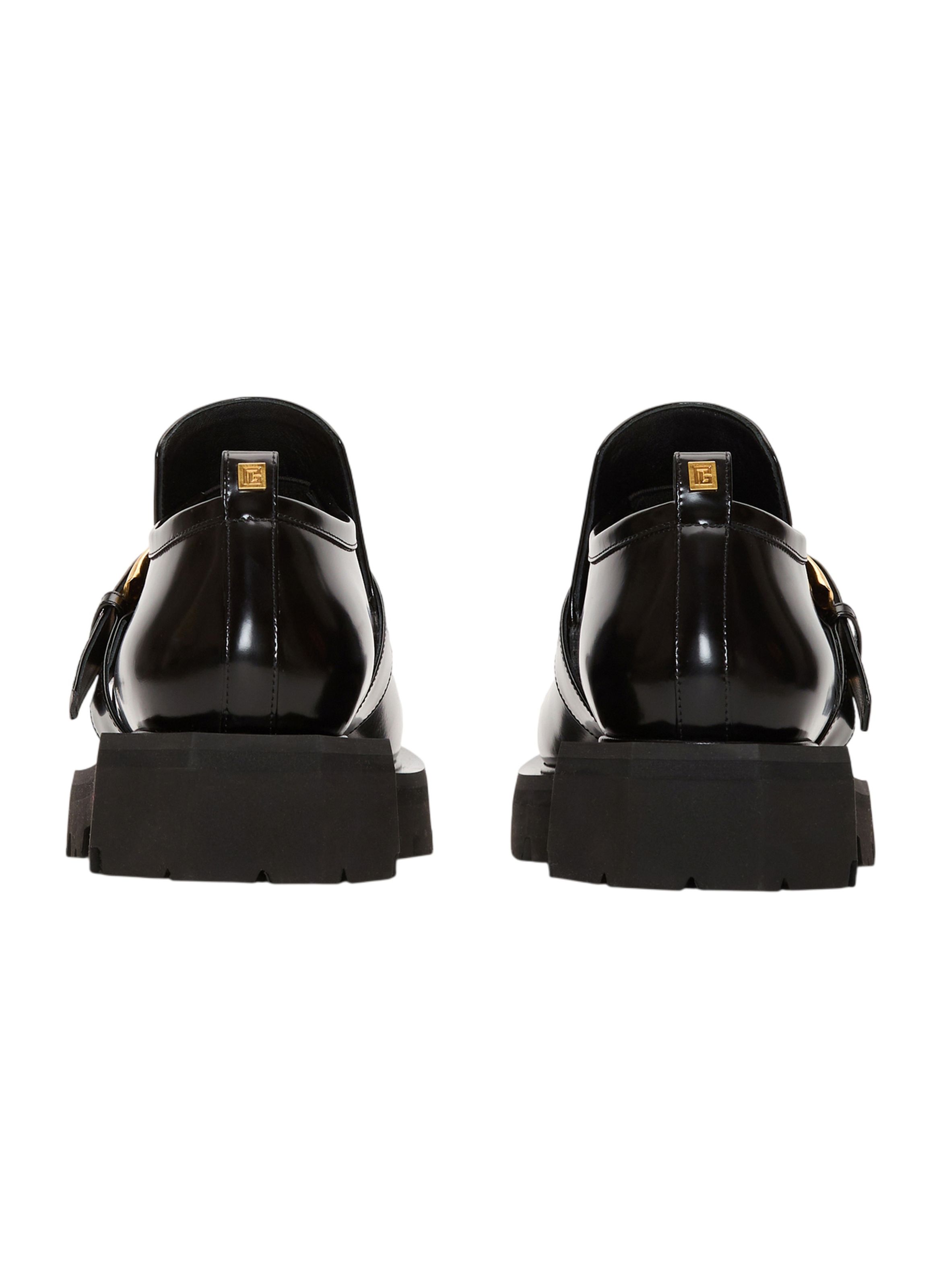 Mocassins anthem en cuir glacé BALMAIN Noir