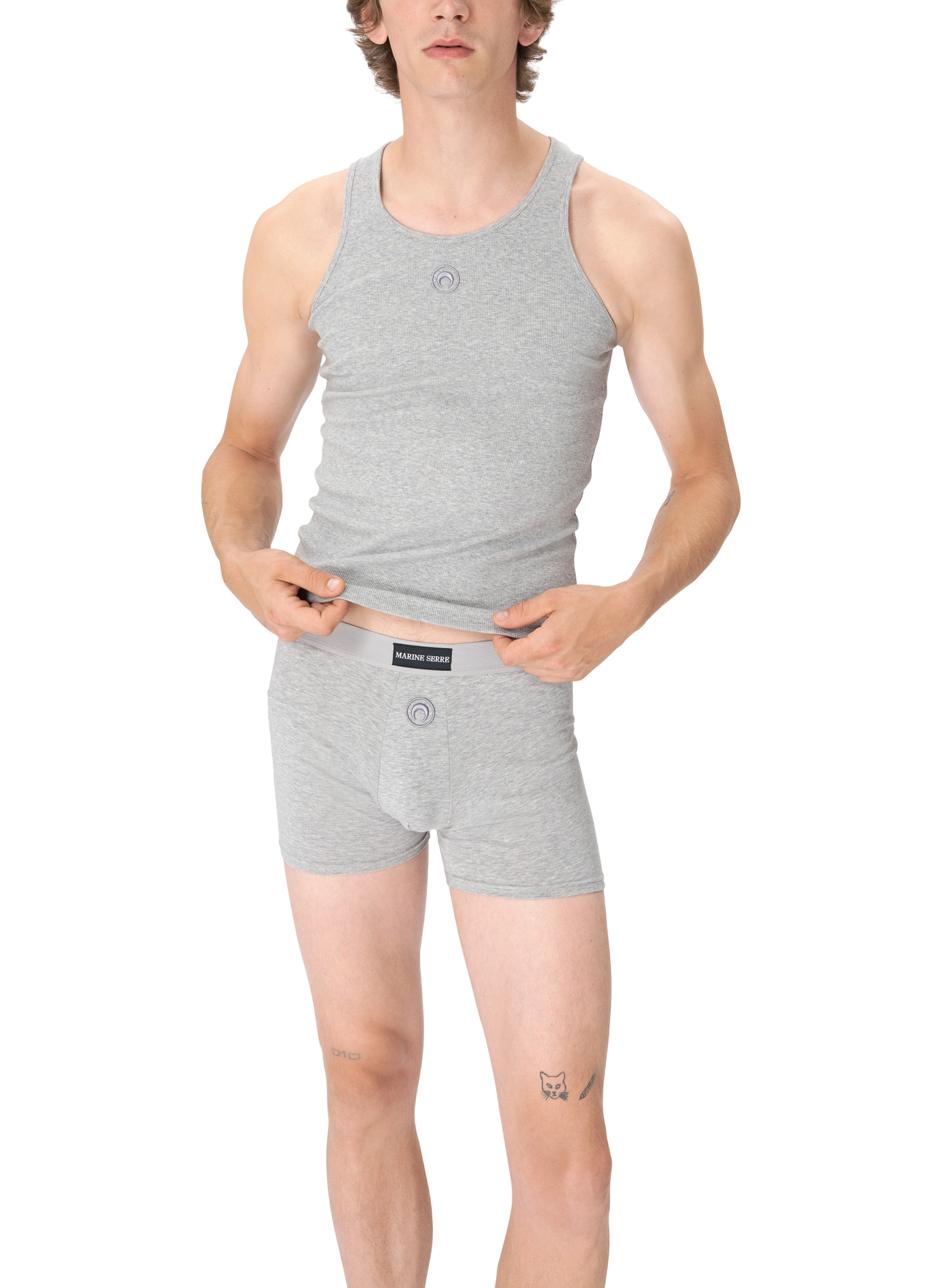 Boxer logo moon en jersey stretch MARINE SERRE Gris