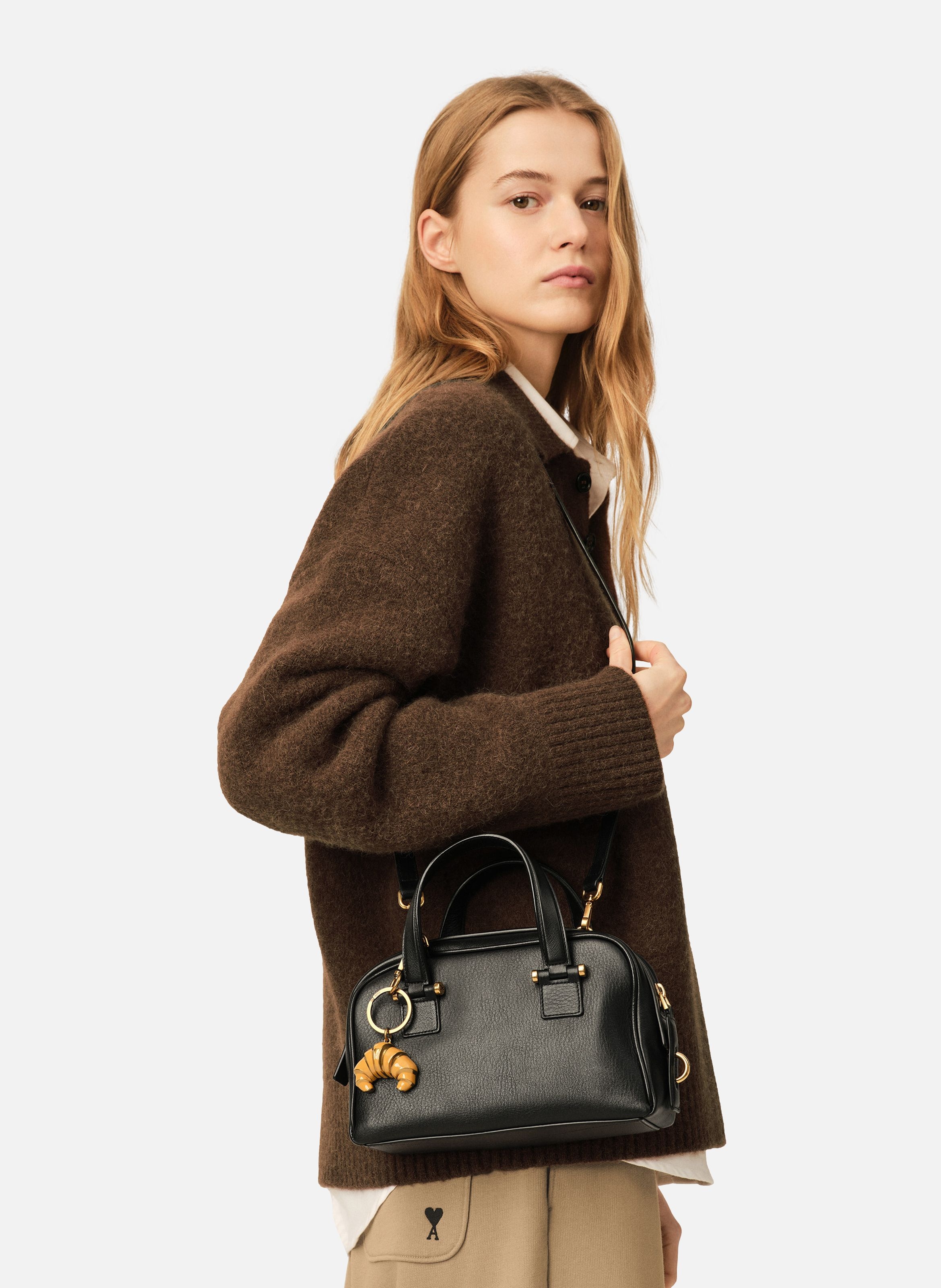 Petit sac bowling georges unisexe en cuir de vachette AMI PARIS Noir